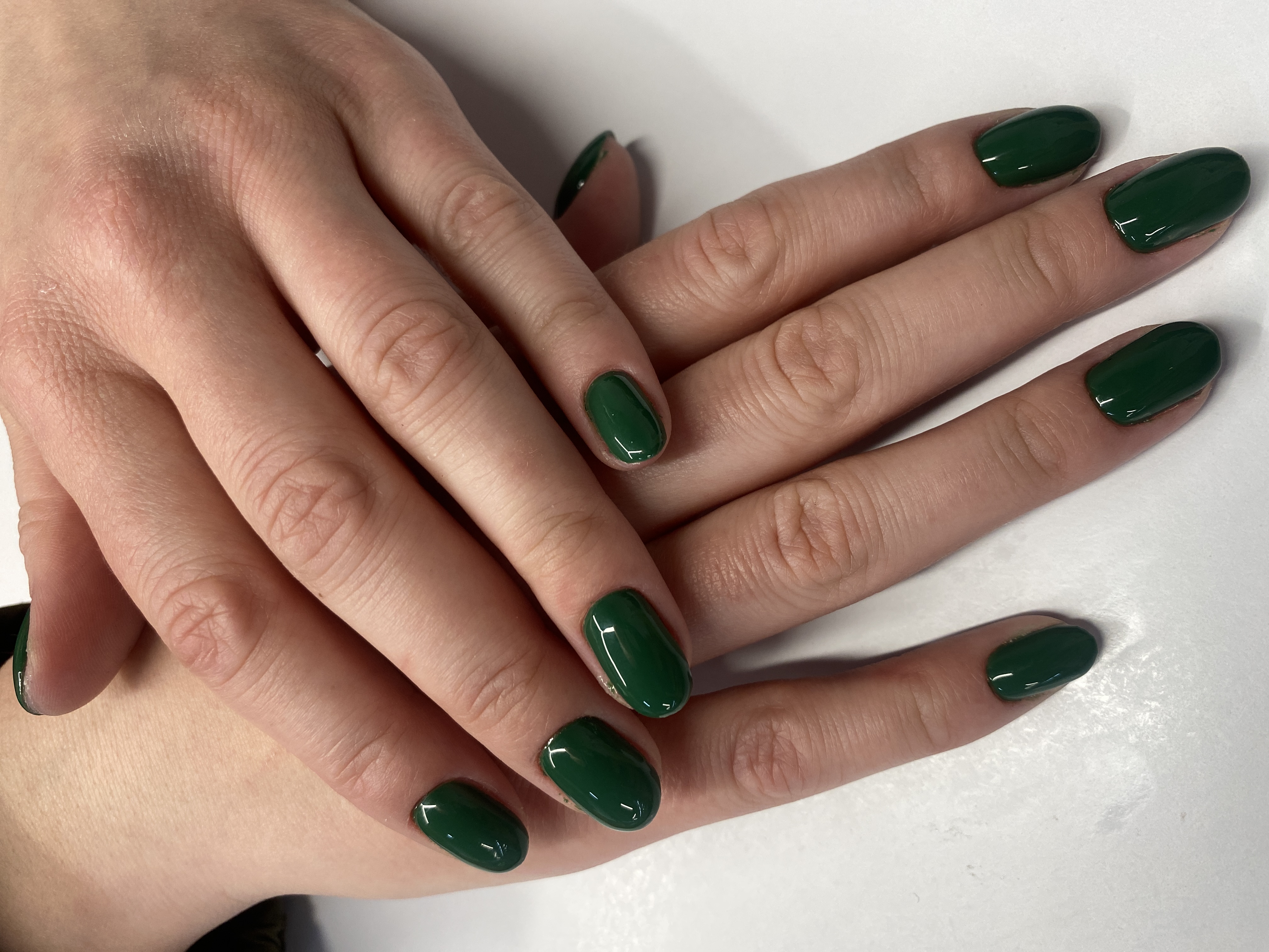 Маникюр, однотон, на каждый день, изумруд