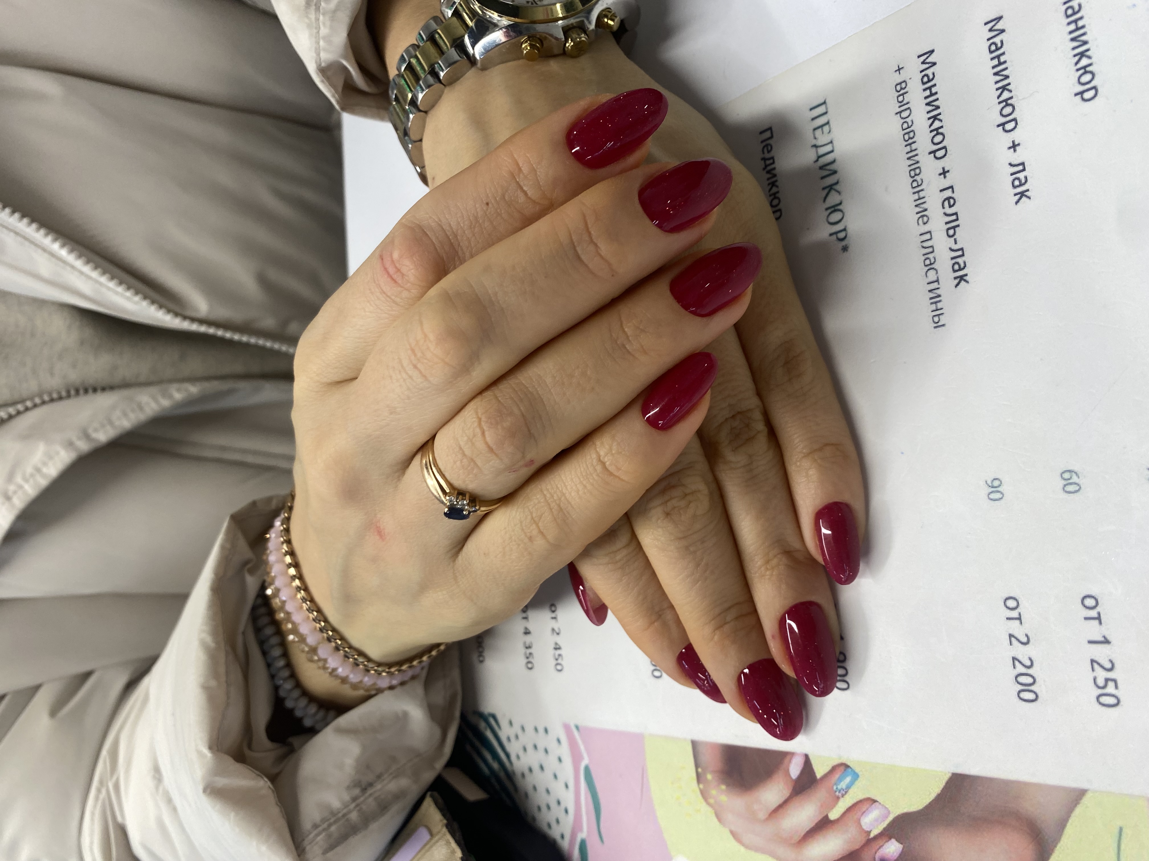 однотон, Маникюр, винный, на каждый день