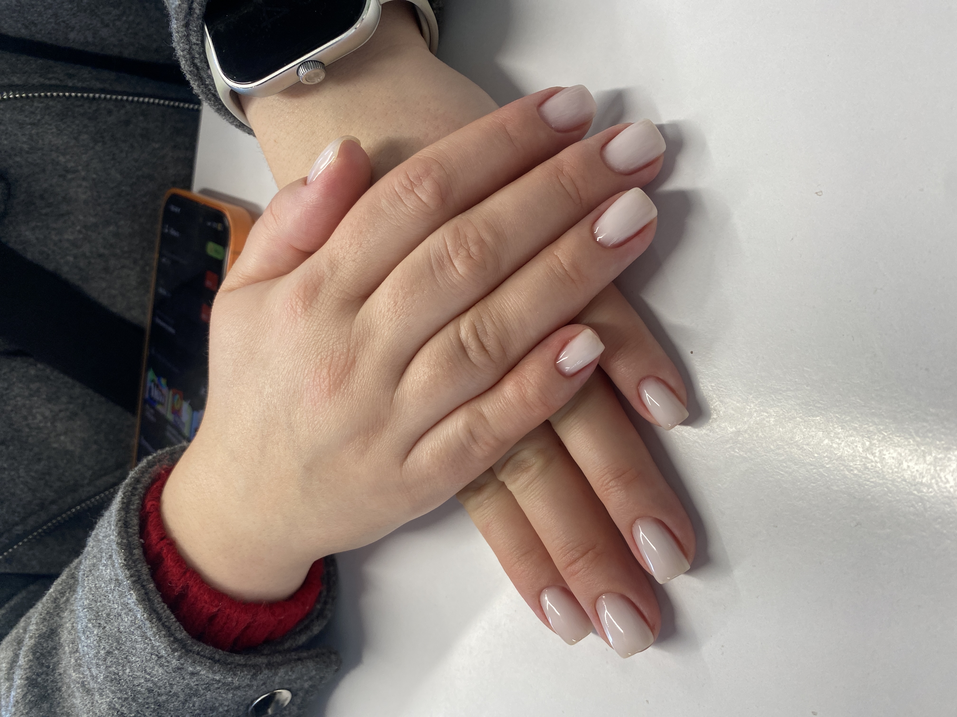 однотон, на каждый день, Маникюр, белый, нюд