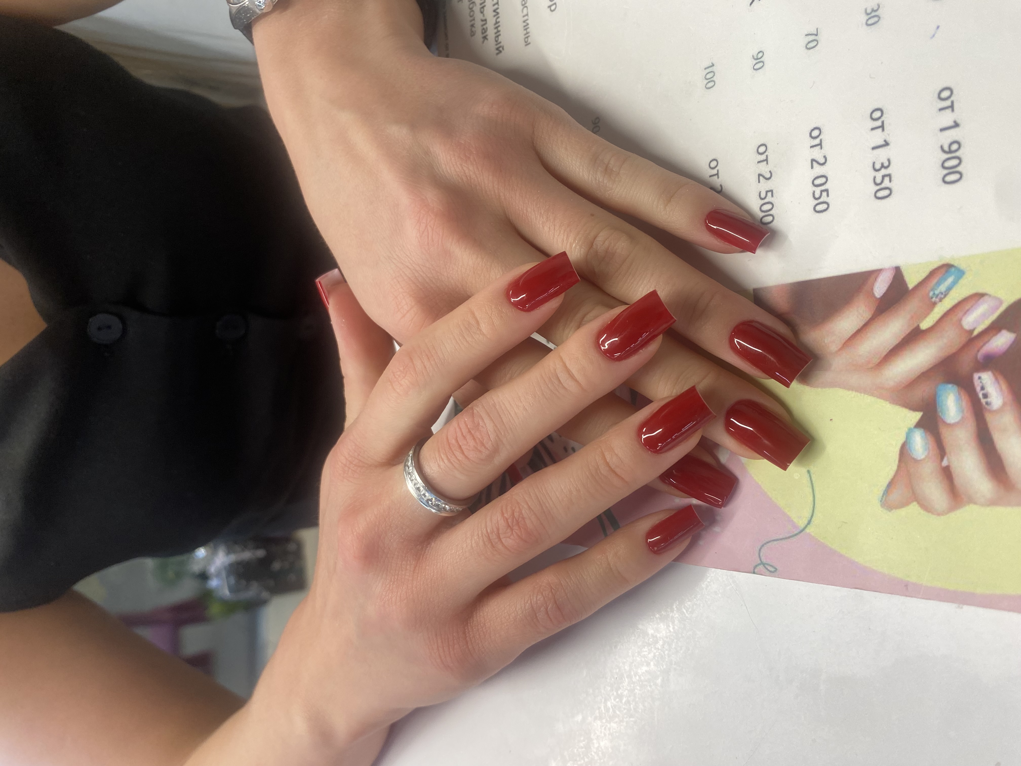 Маникюр, однотон, бордовый, на каждый день