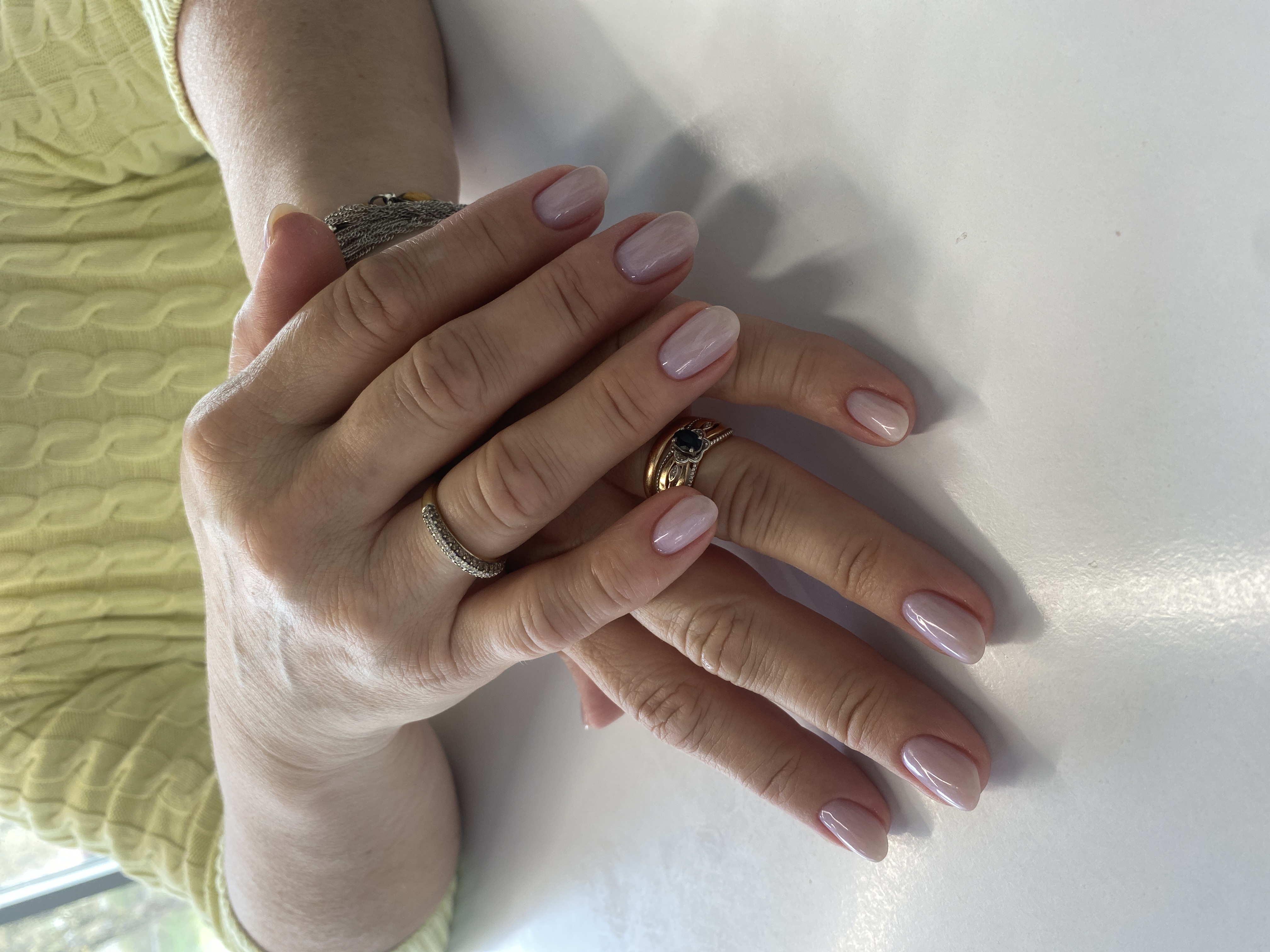 Маникюр, однотон, лак с блестками, перламутр, на каждый день