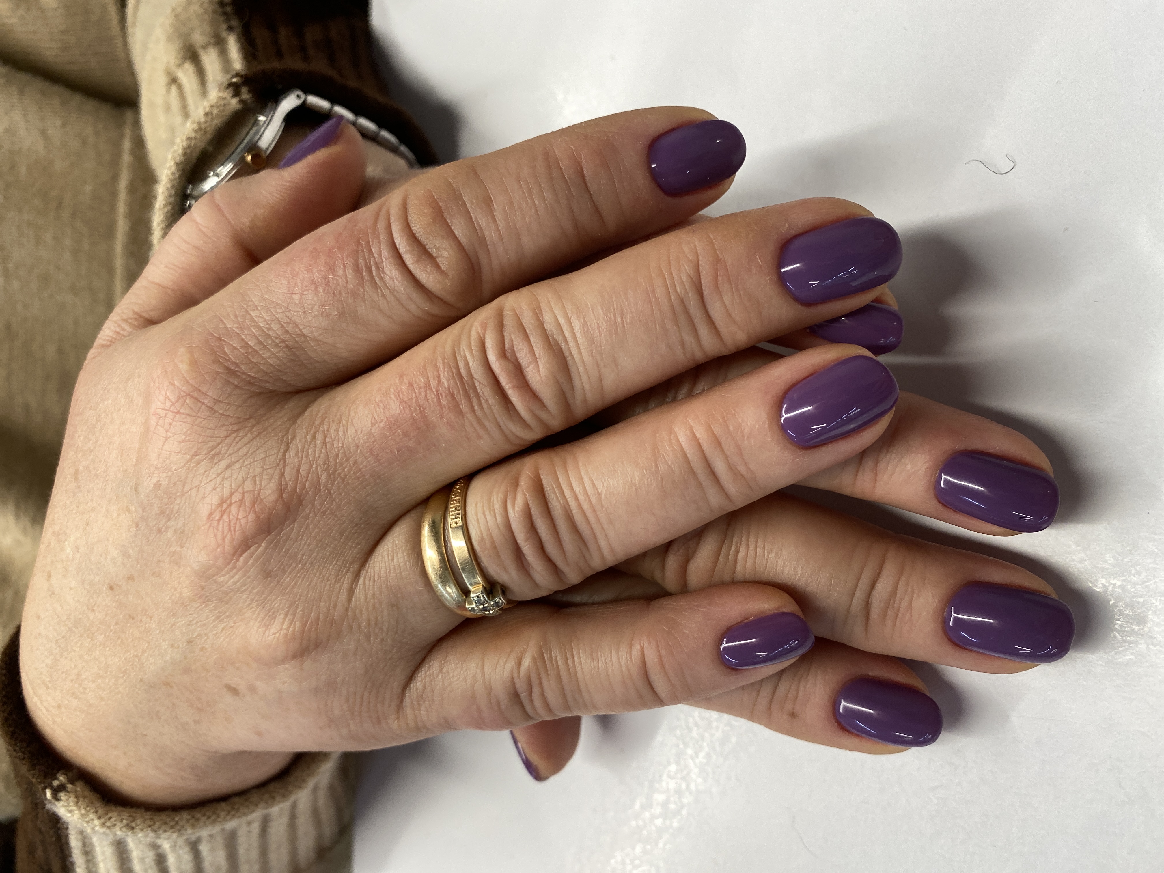 Маникюр, однотон, на каждый день, фиолетовый