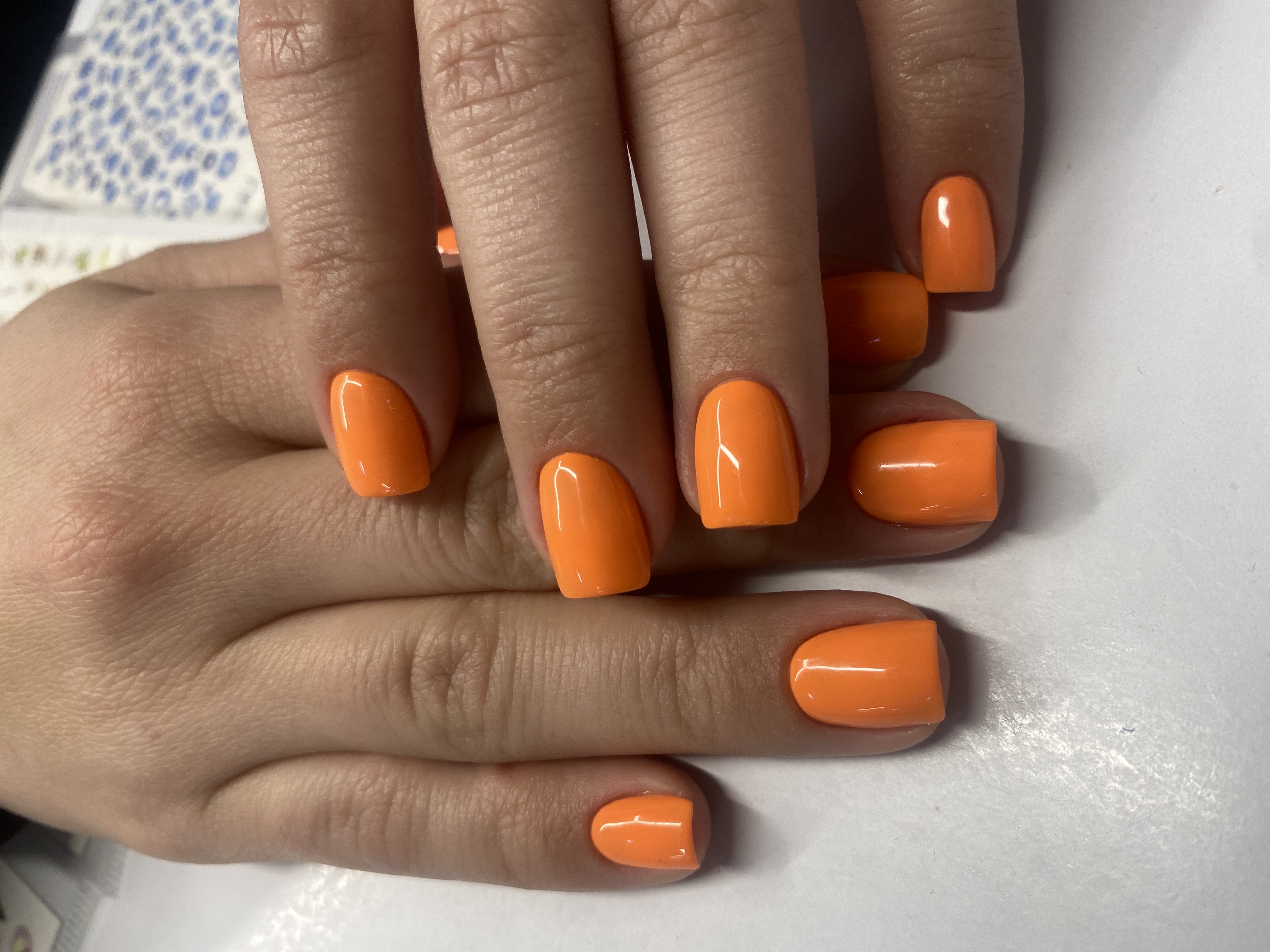 однотон, Маникюр, оранжевый, на каждый день