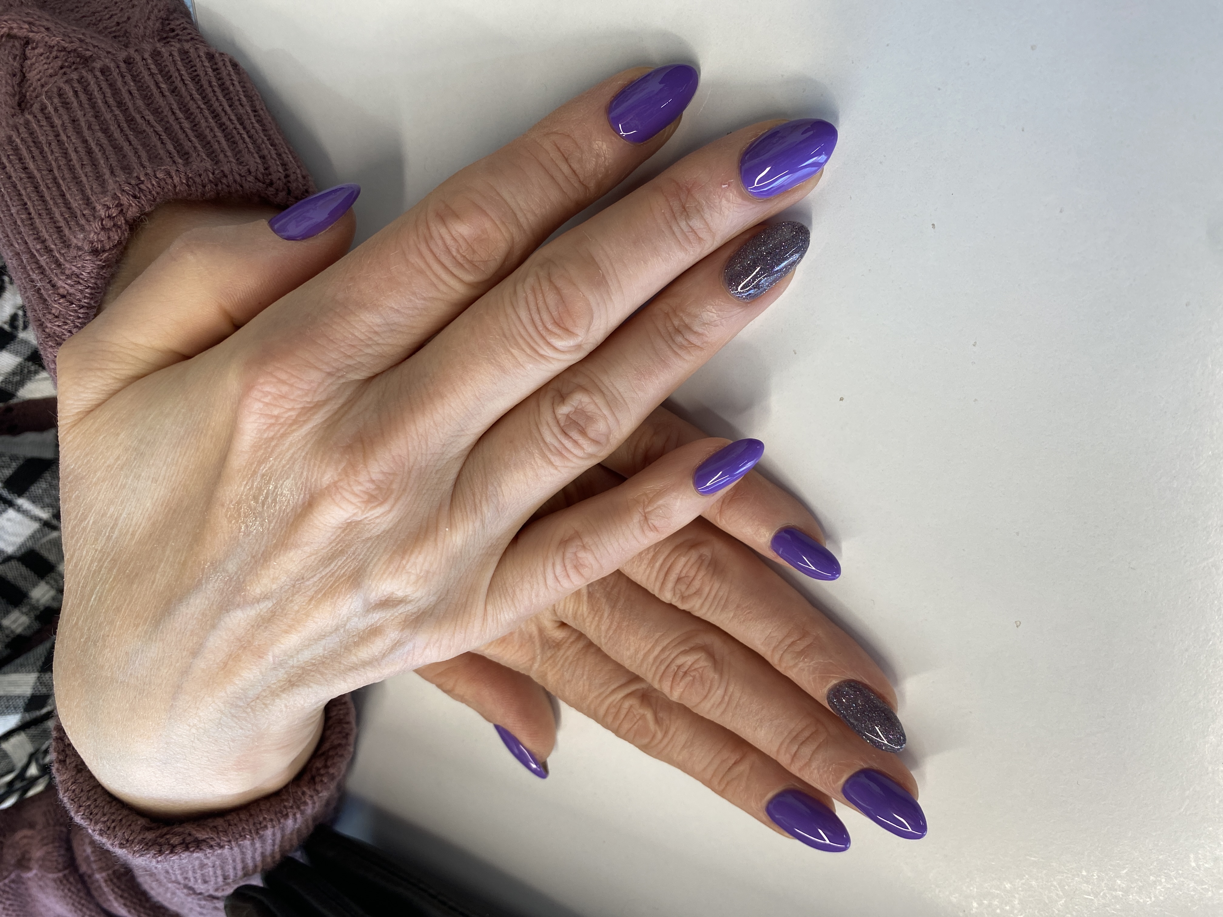 комбинированный, лак с блестками, Маникюр, на каждый день, синий