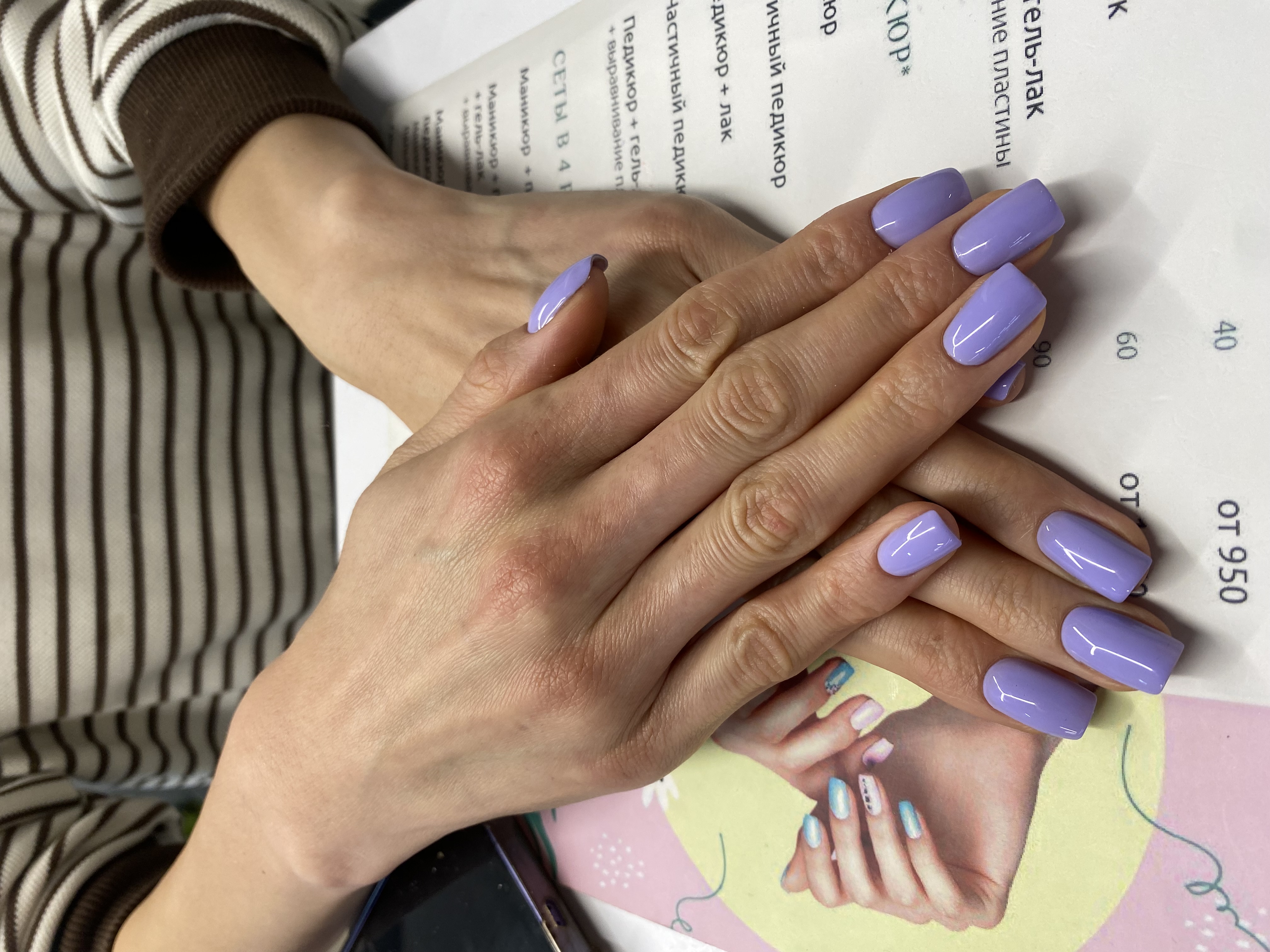 Маникюр, на каждый день, однотон, нюд, голубой