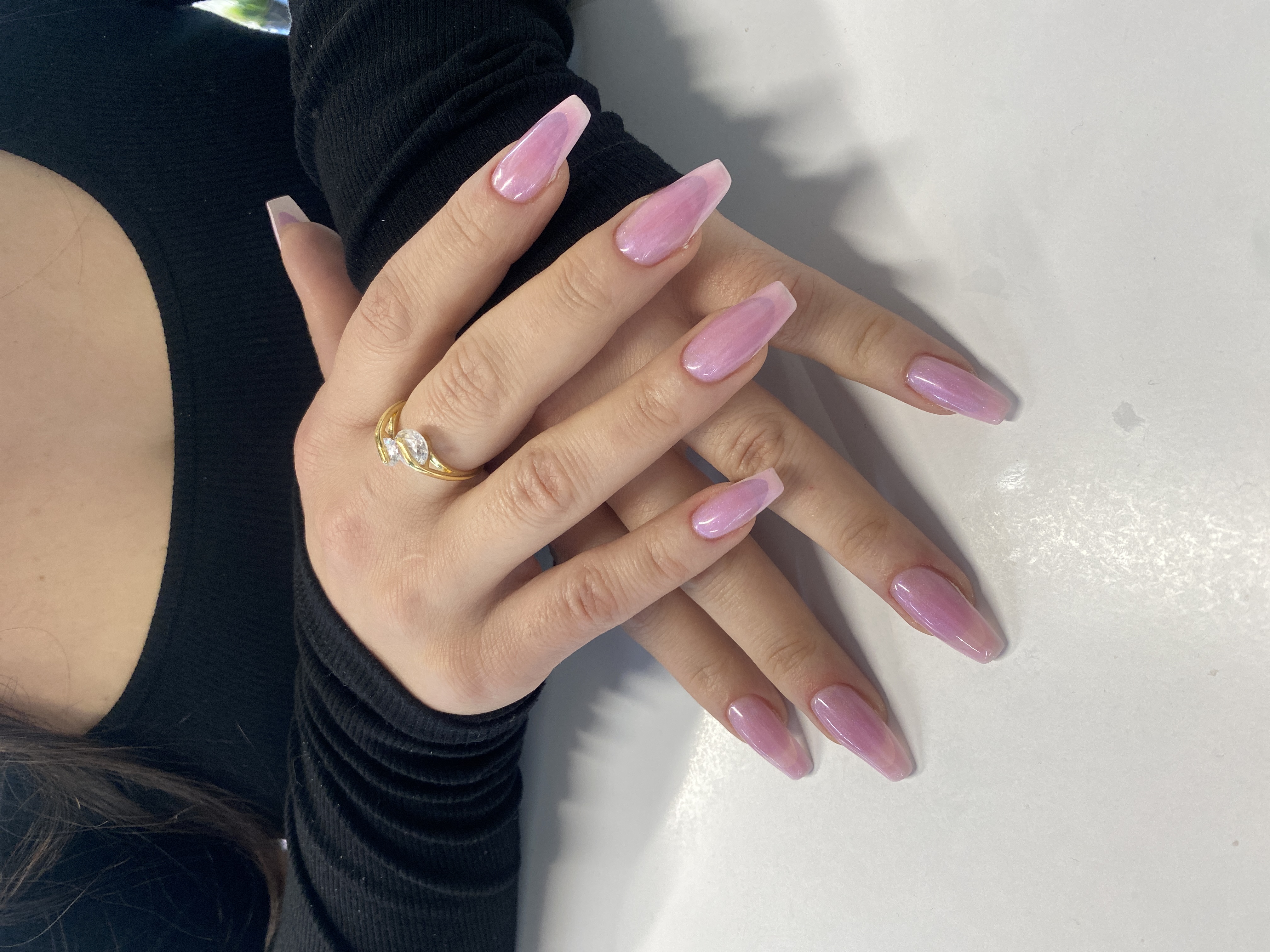 френч классический, нежный, Маникюр, дизайн, на каждый день, сиреневый