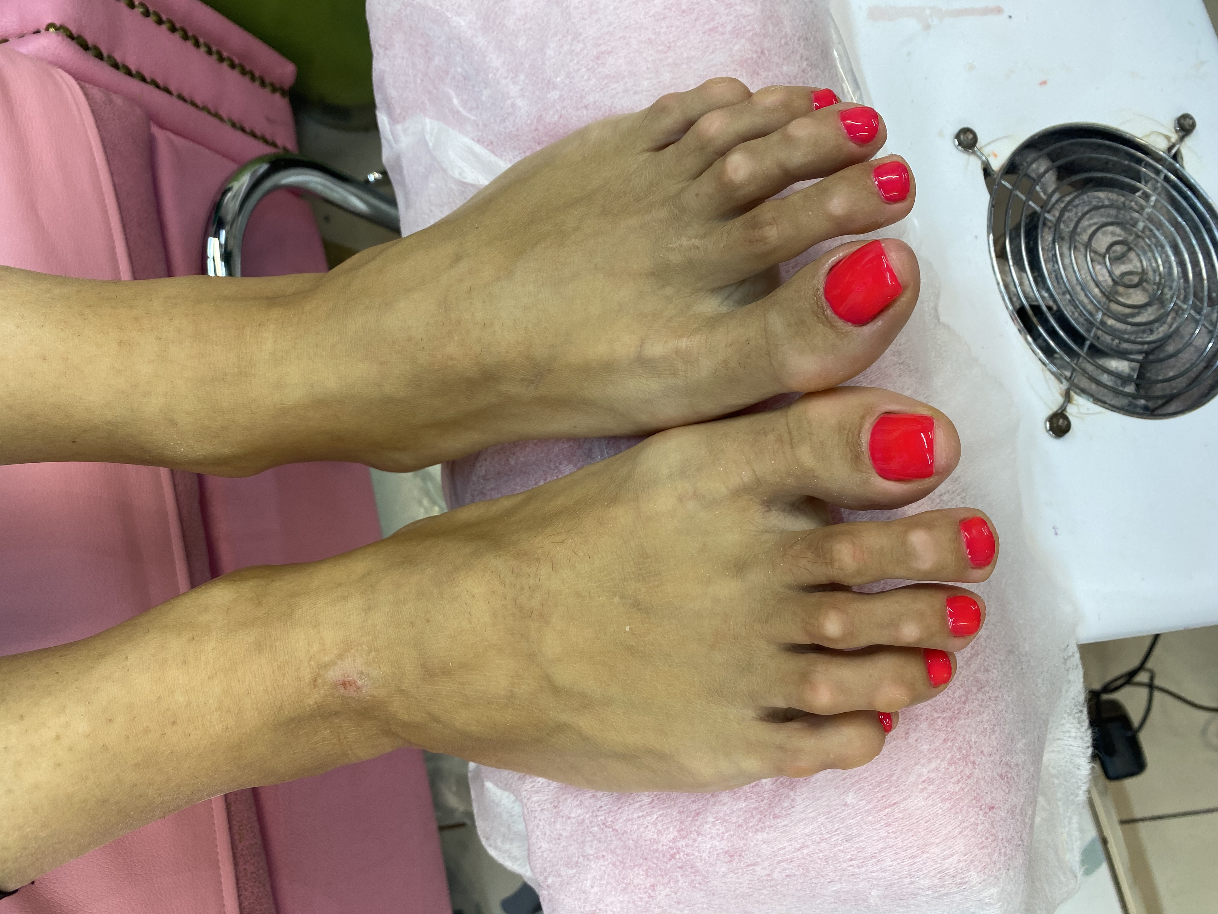 коралловый, Педикюр, на каждый день, однотон