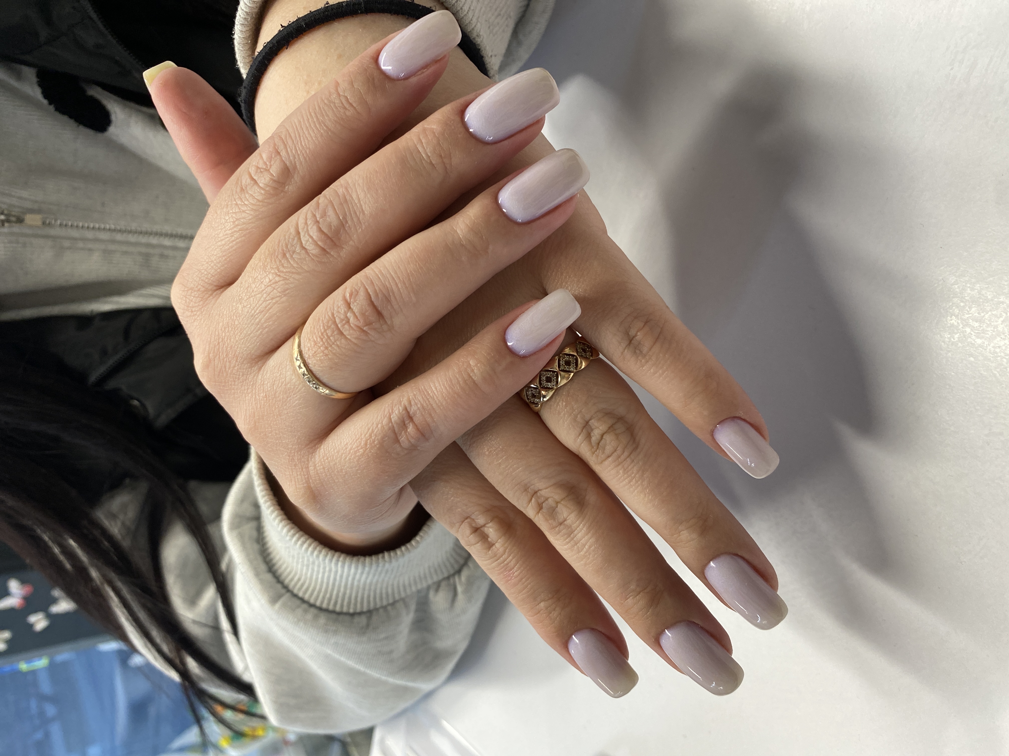 Маникюр, нюд, однотон, на каждый день, белый