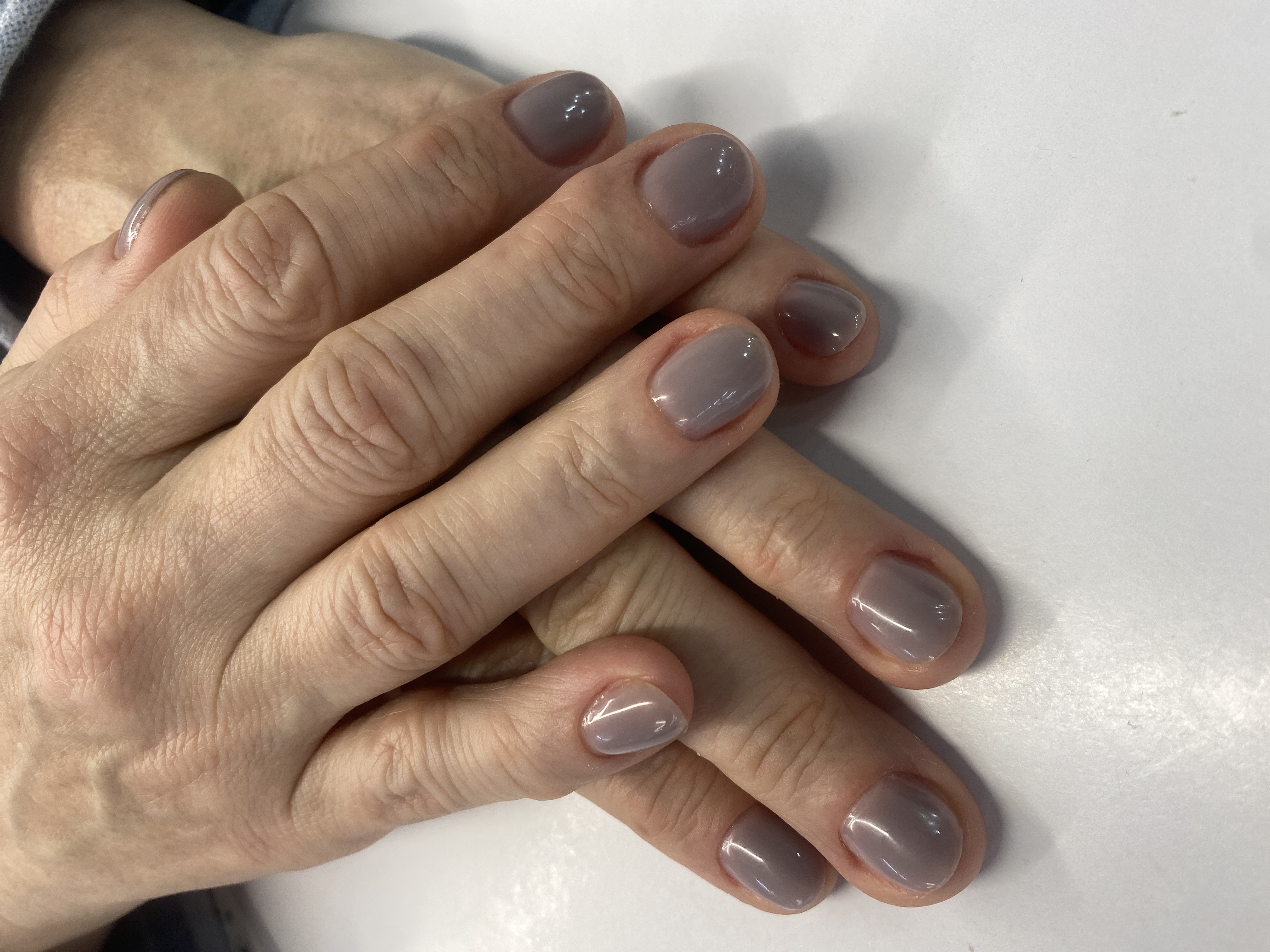 Маникюр, однотон, на каждый день, серый, нюд