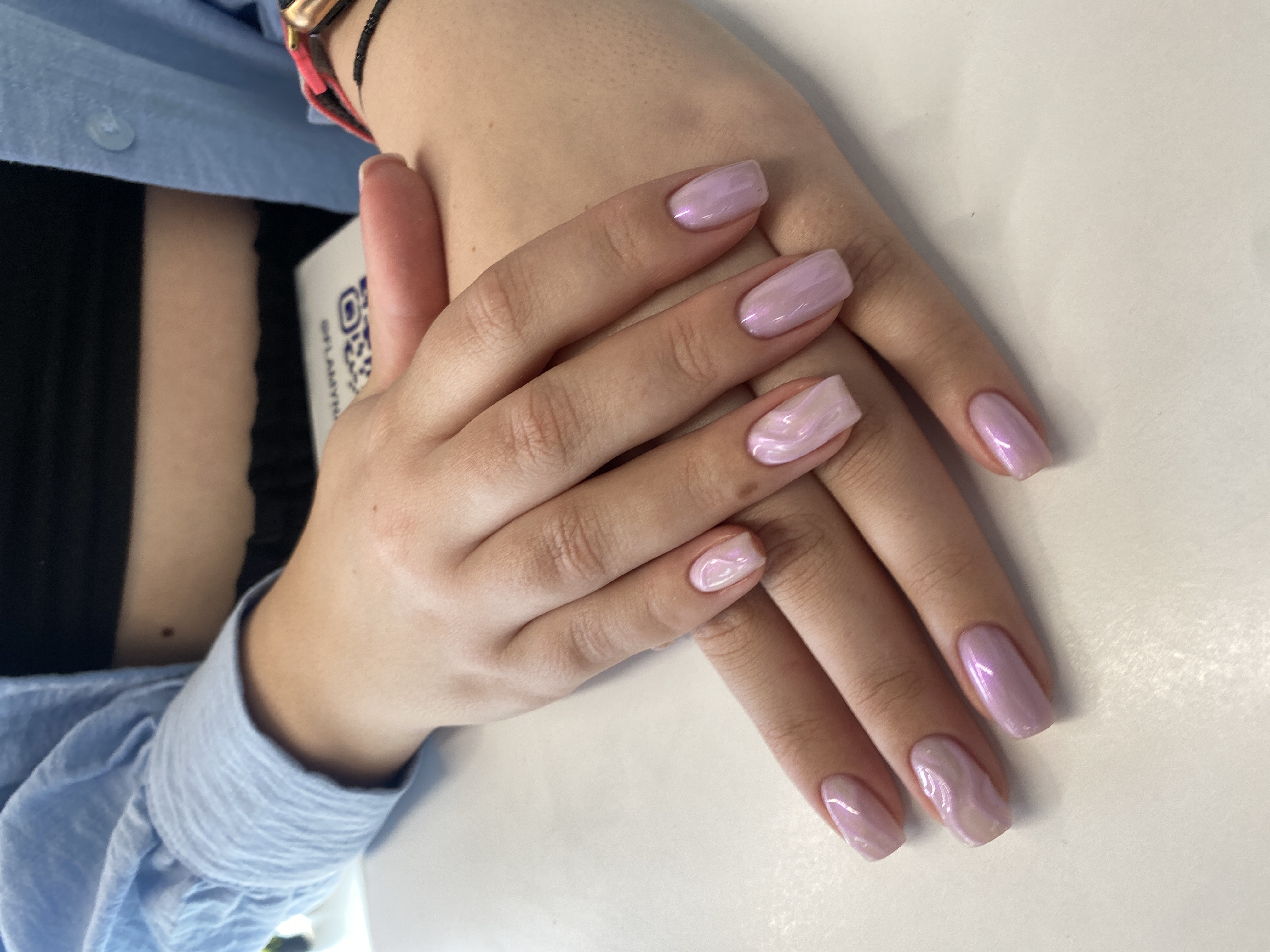 Маникюр, объемный дизайн, Нежная абстракция, на каждый день, сиреневый, лак с блестками