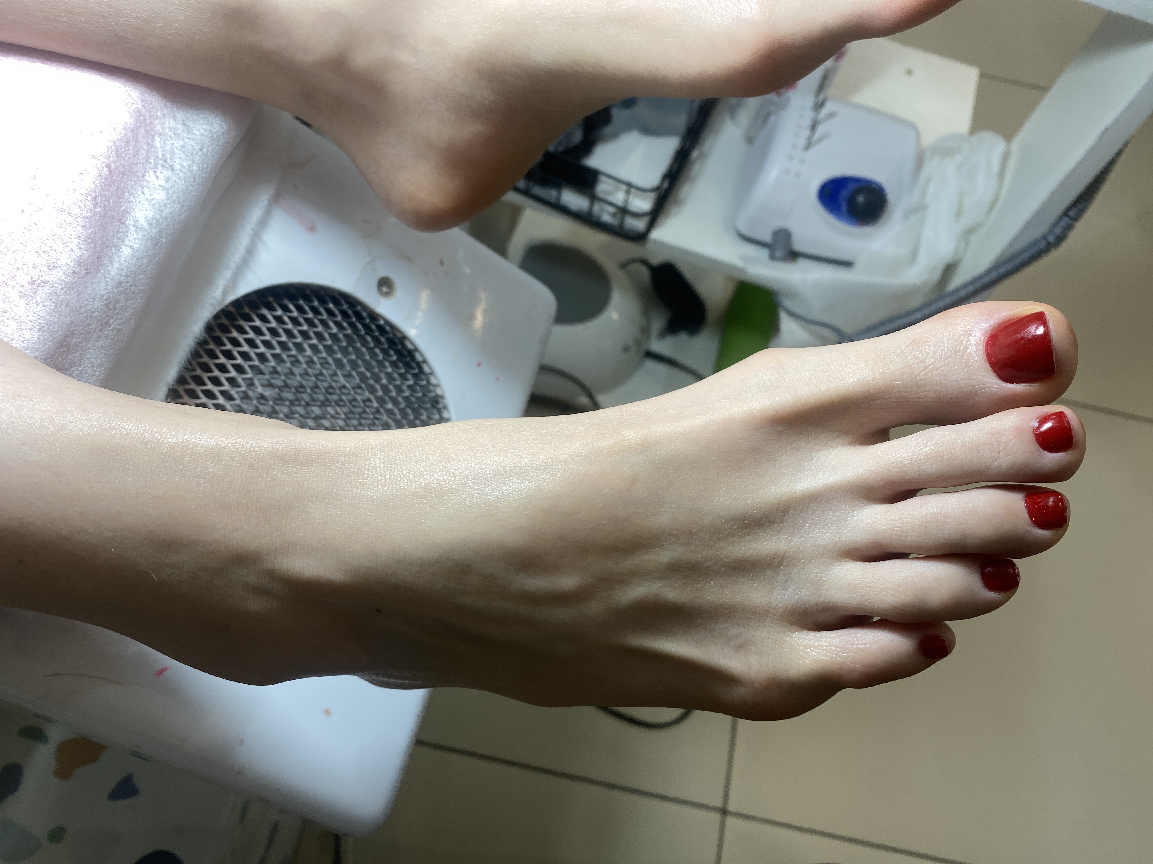 однотон, Педикюр, на каждый день, красный