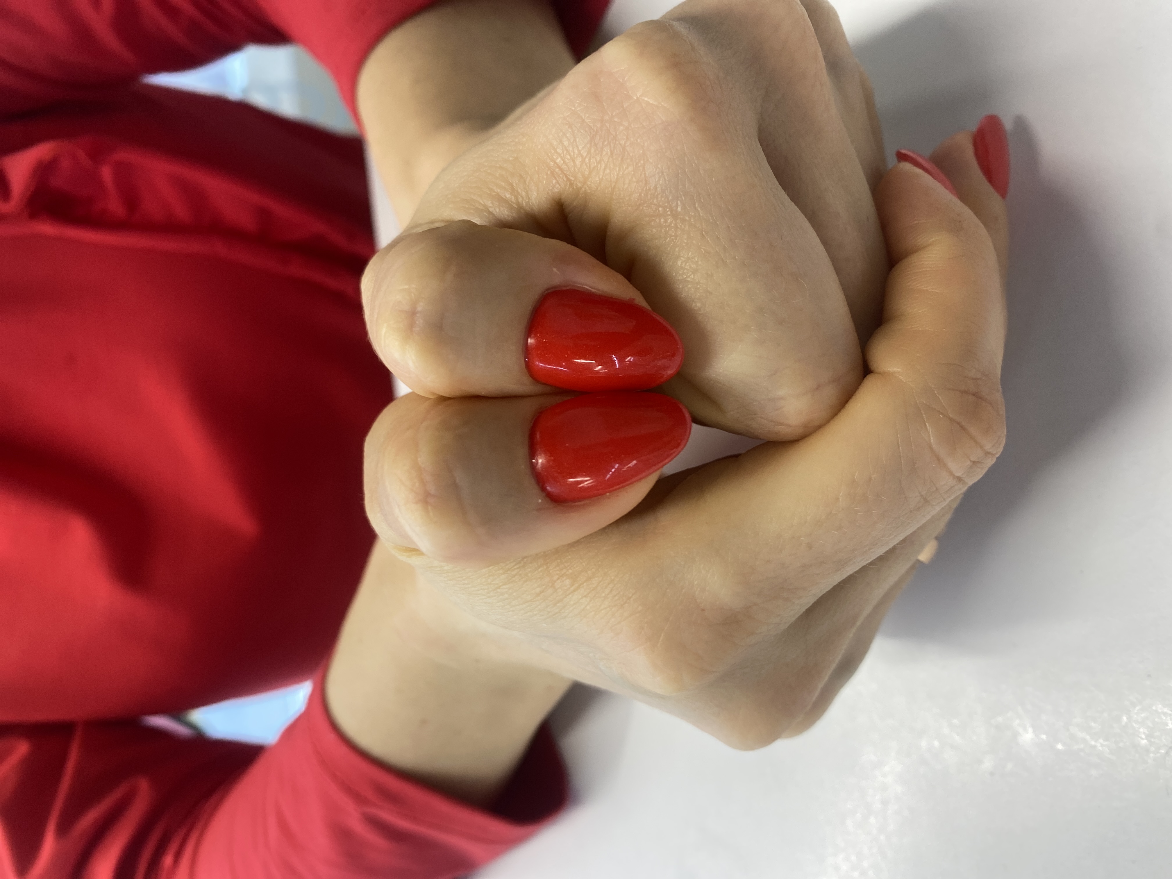 Маникюр, однотон, на каждый день, красный