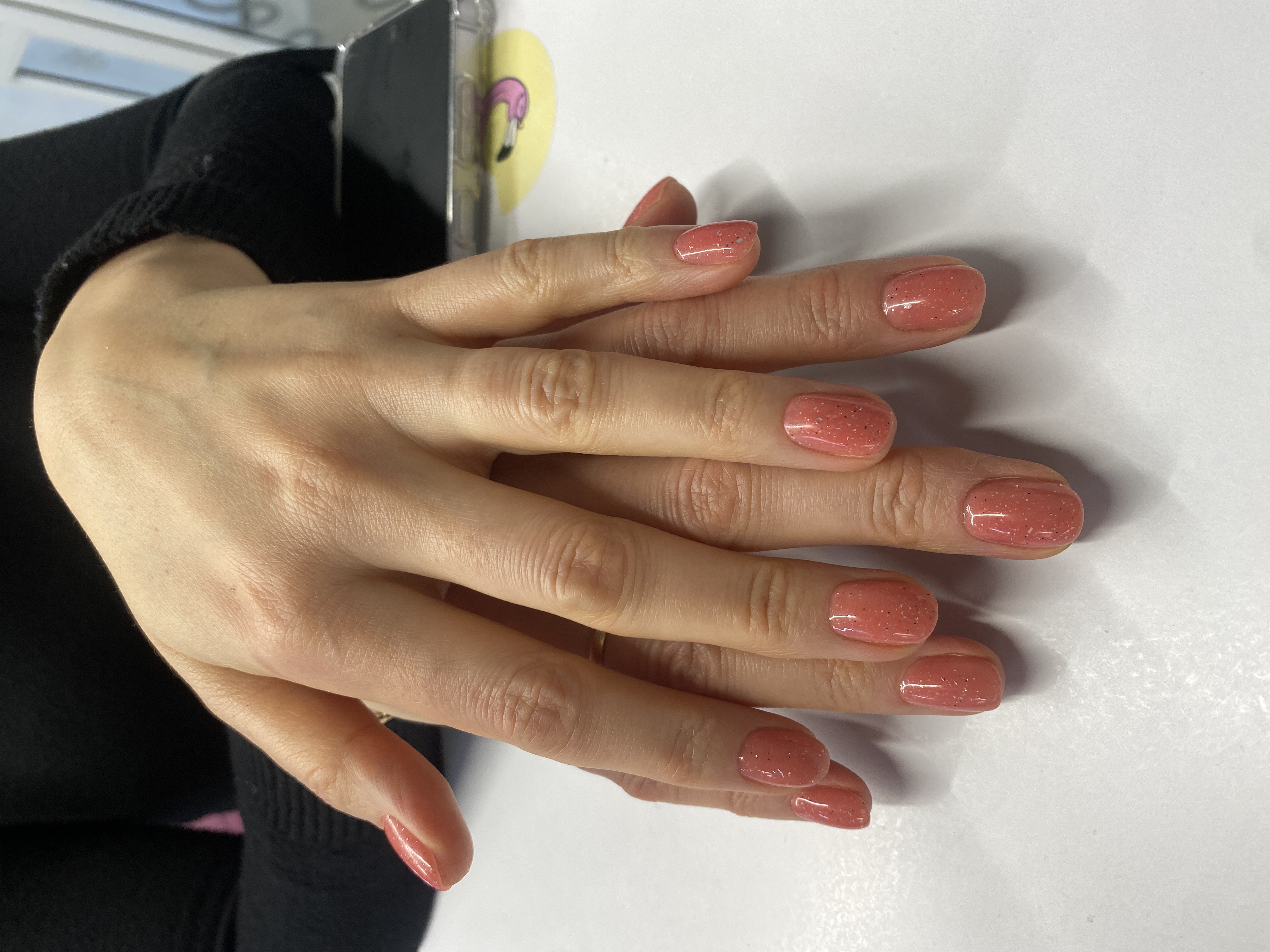 однотон, лак с блестками, Маникюр, на каждый день, кремовый