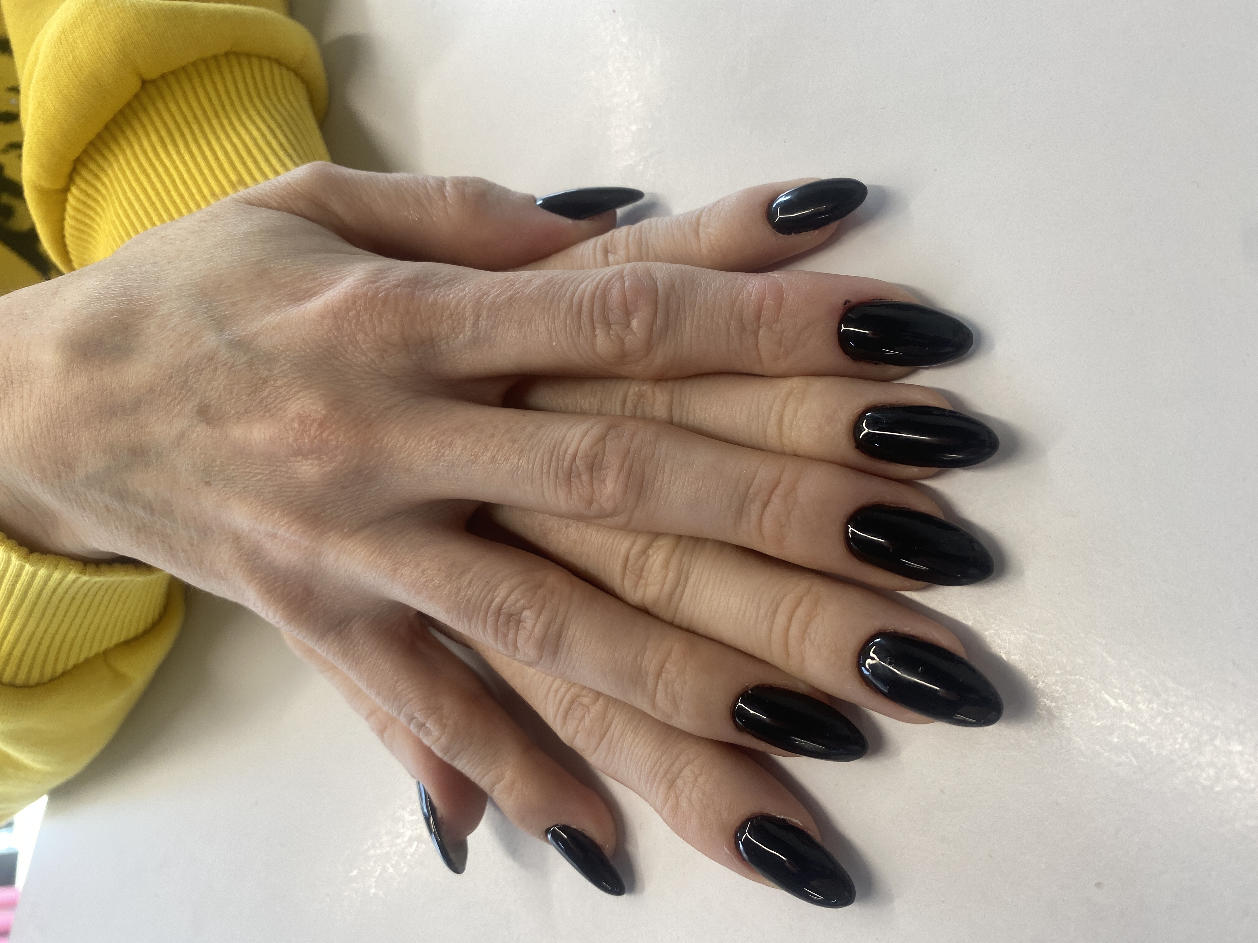 Маникюр, однотон, черный, на каждый день