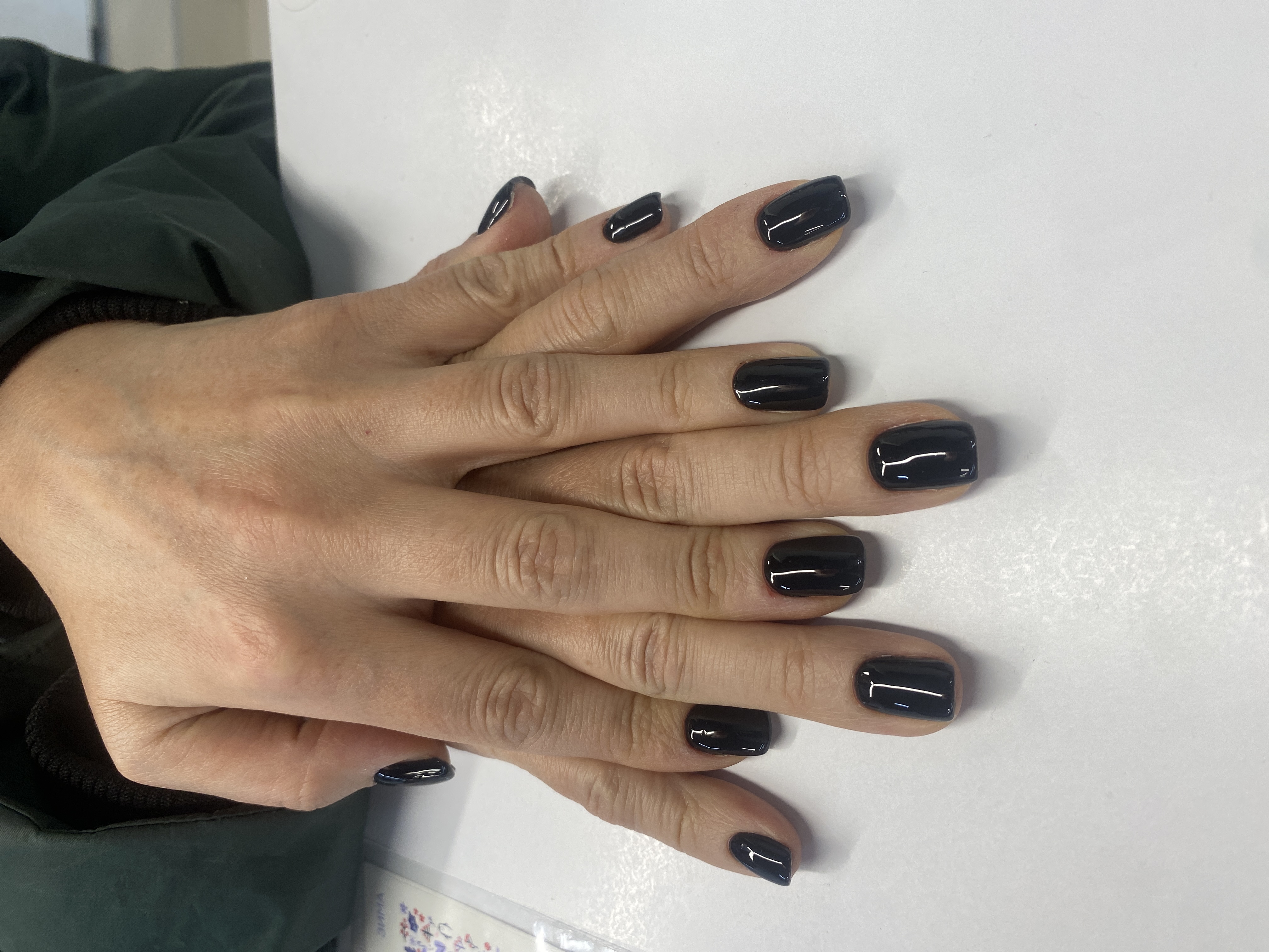 Маникюр, однотон, черный, на каждый день