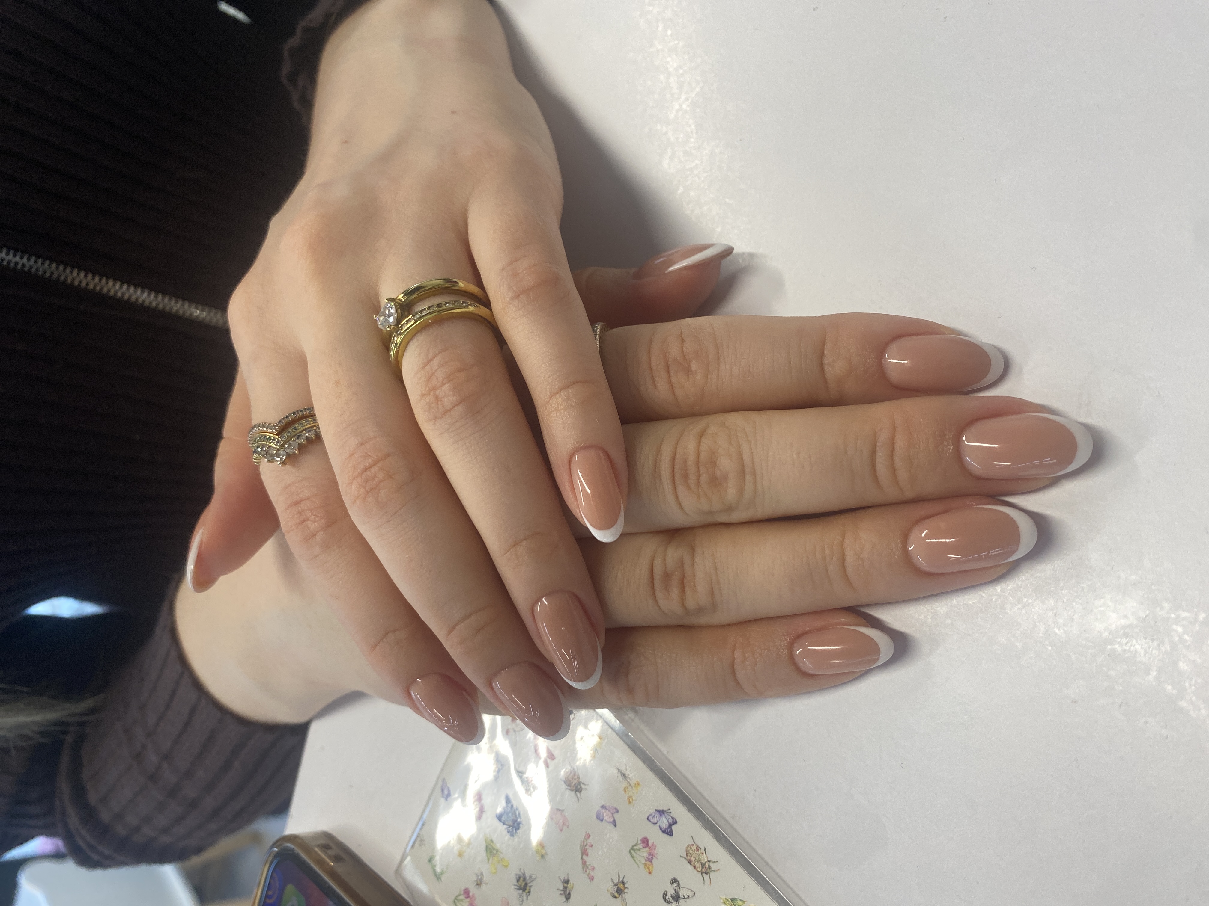 дизайн, Маникюр, бежевый, нюд, френч классический, нежный, на каждый день