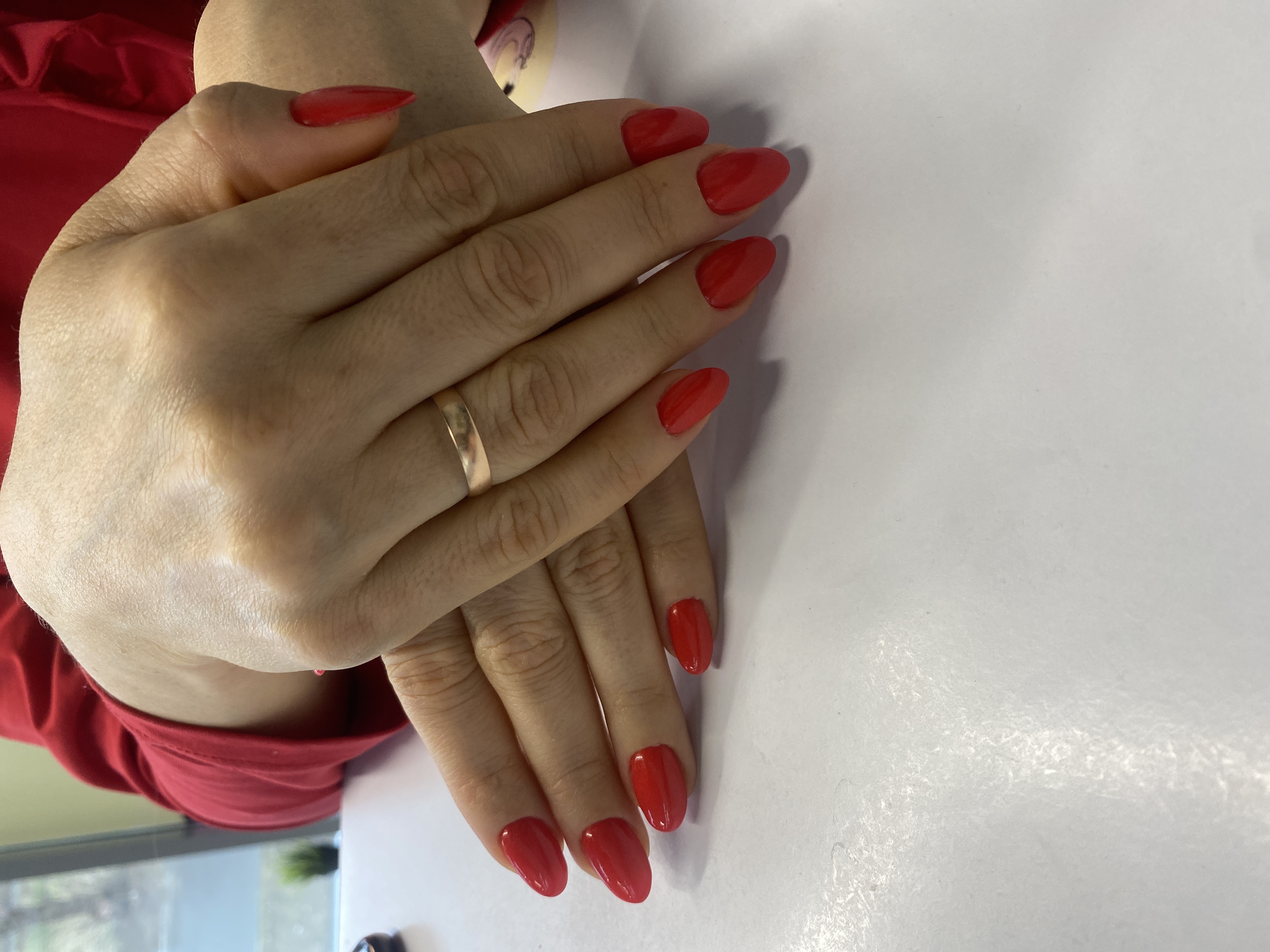 Маникюр, однотон, на каждый день, красный