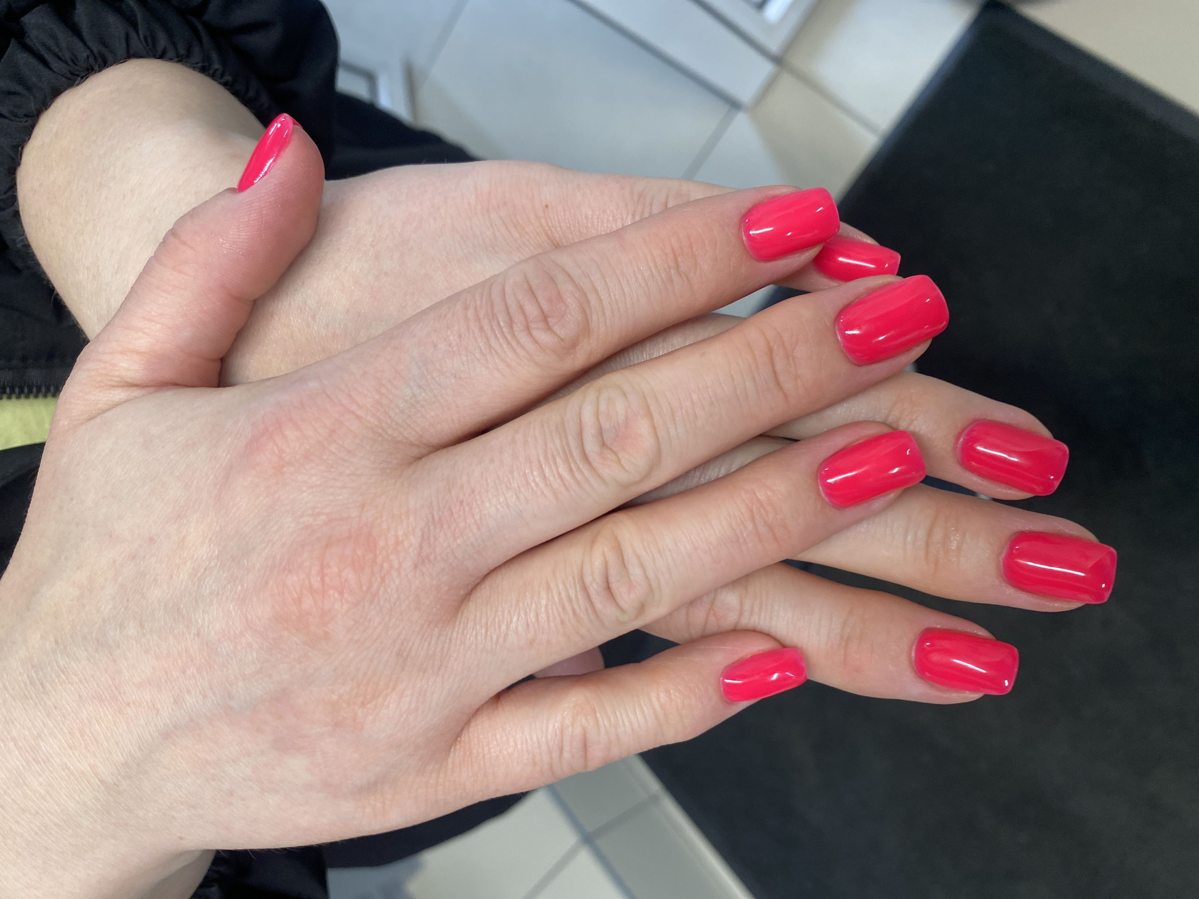 однотон, на каждый день, Маникюр, коралловый, не под кутикулу