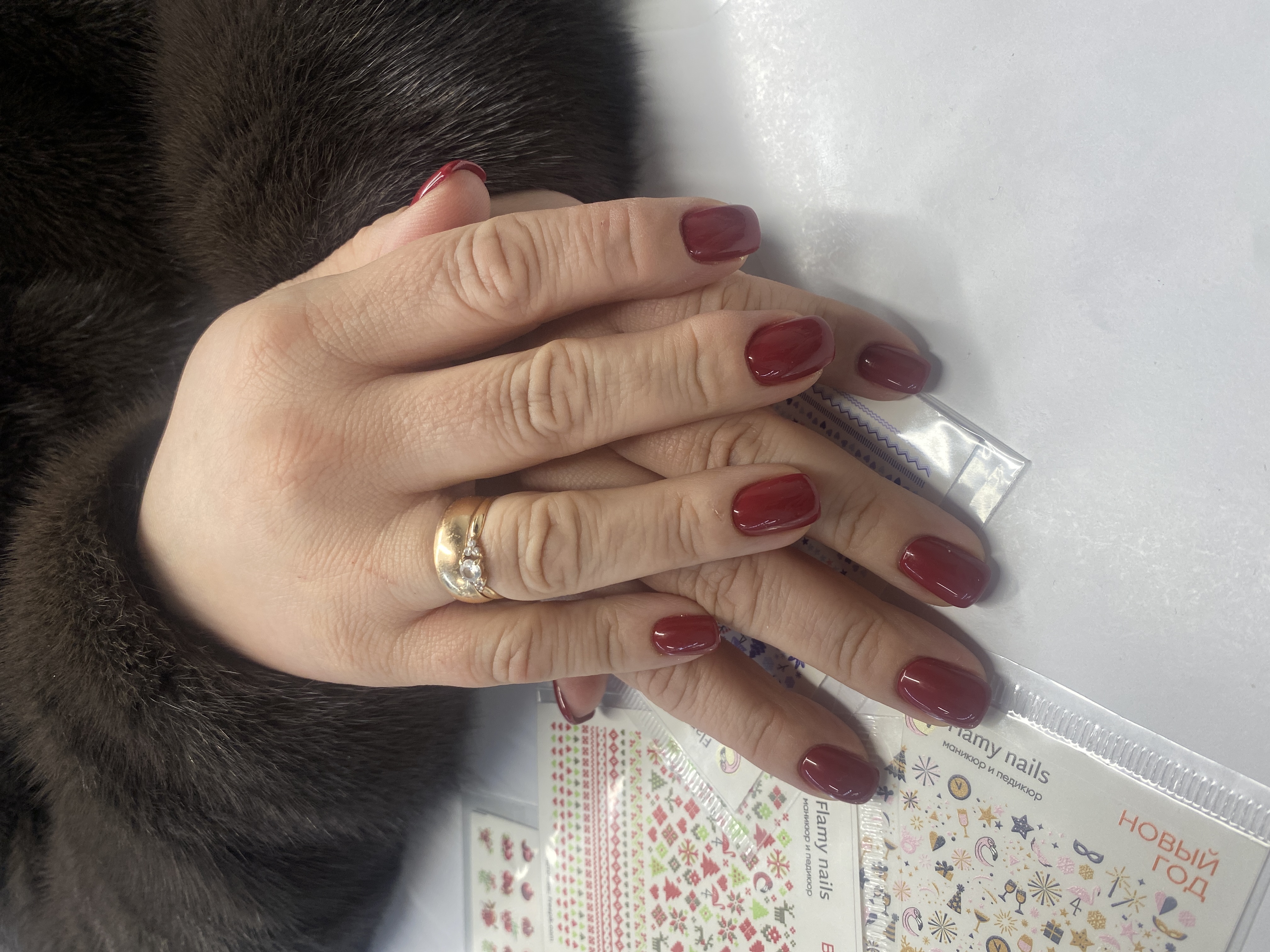 однотон, Маникюр, бордовый, на каждый день