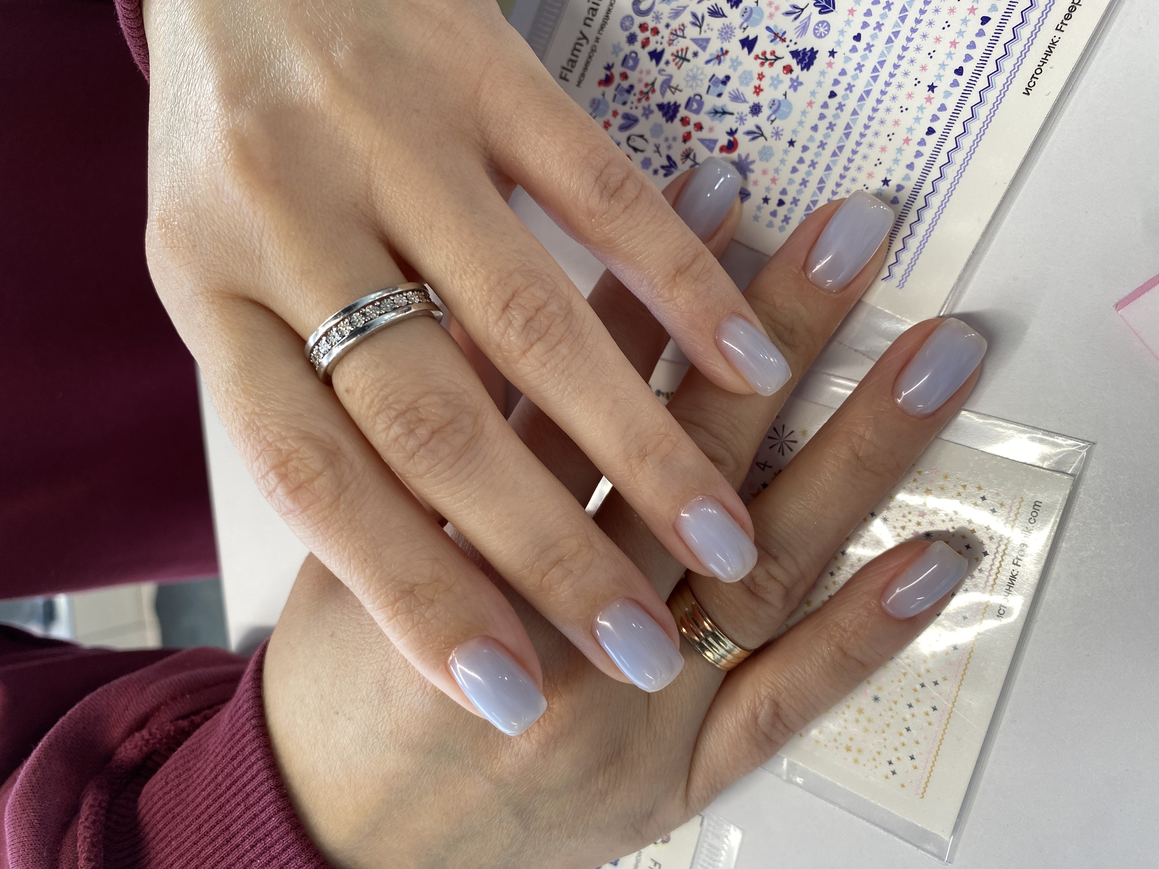 голубой, Маникюр, нежный, однотон, на каждый день