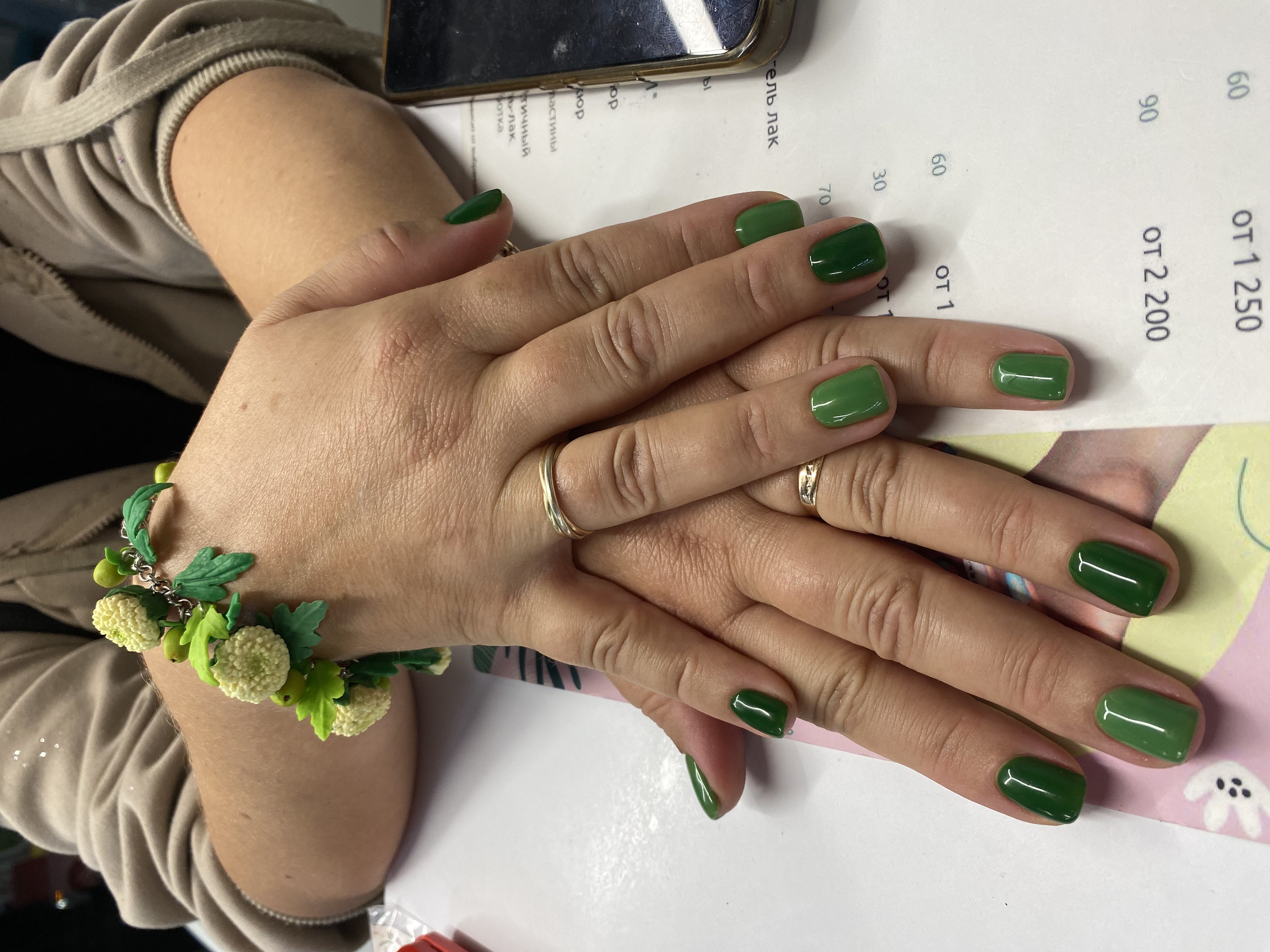 однотон, Маникюр, на каждый день, зеленый