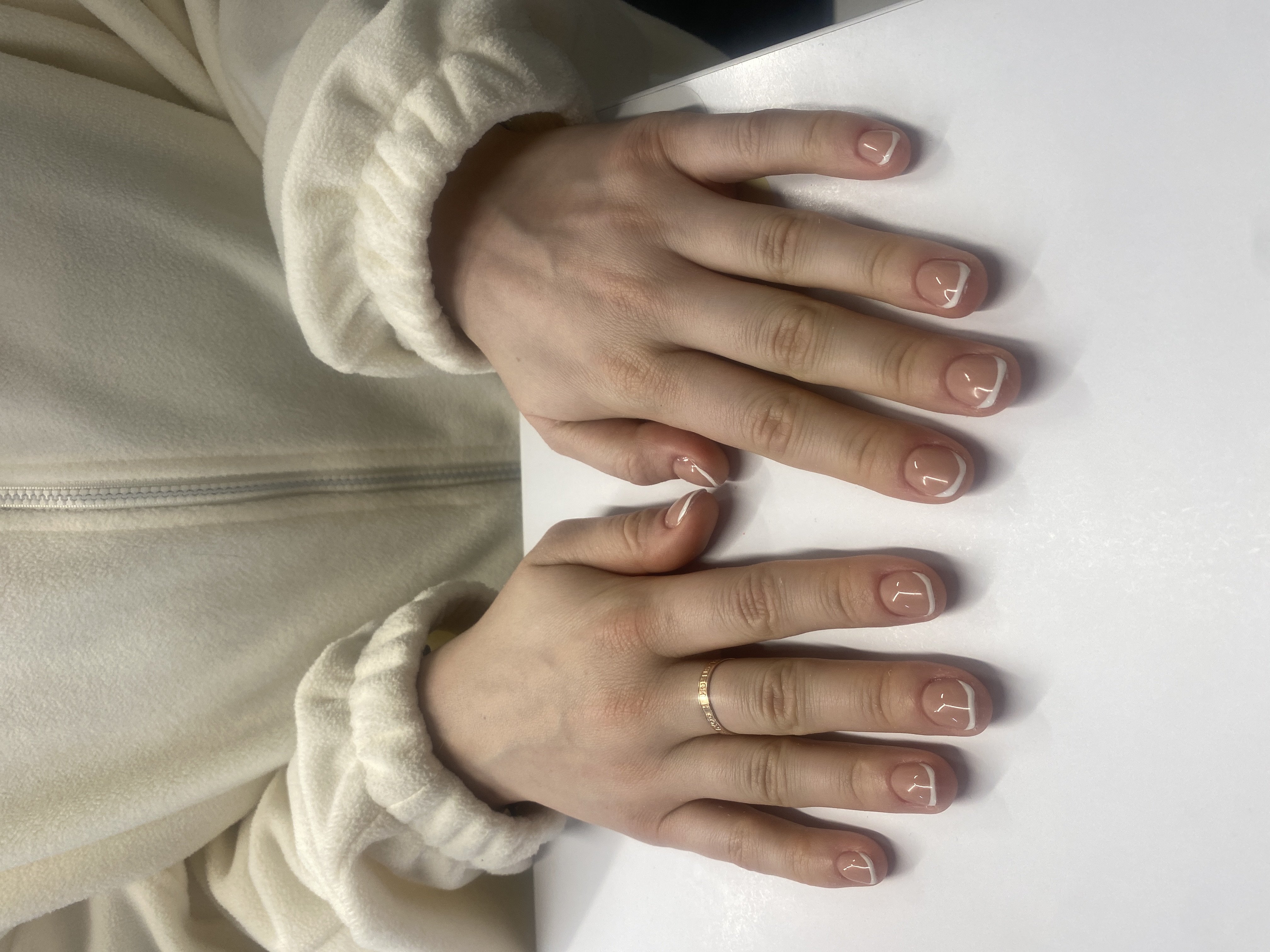 дизайн, френч классический, Маникюр, бежевый, на каждый день