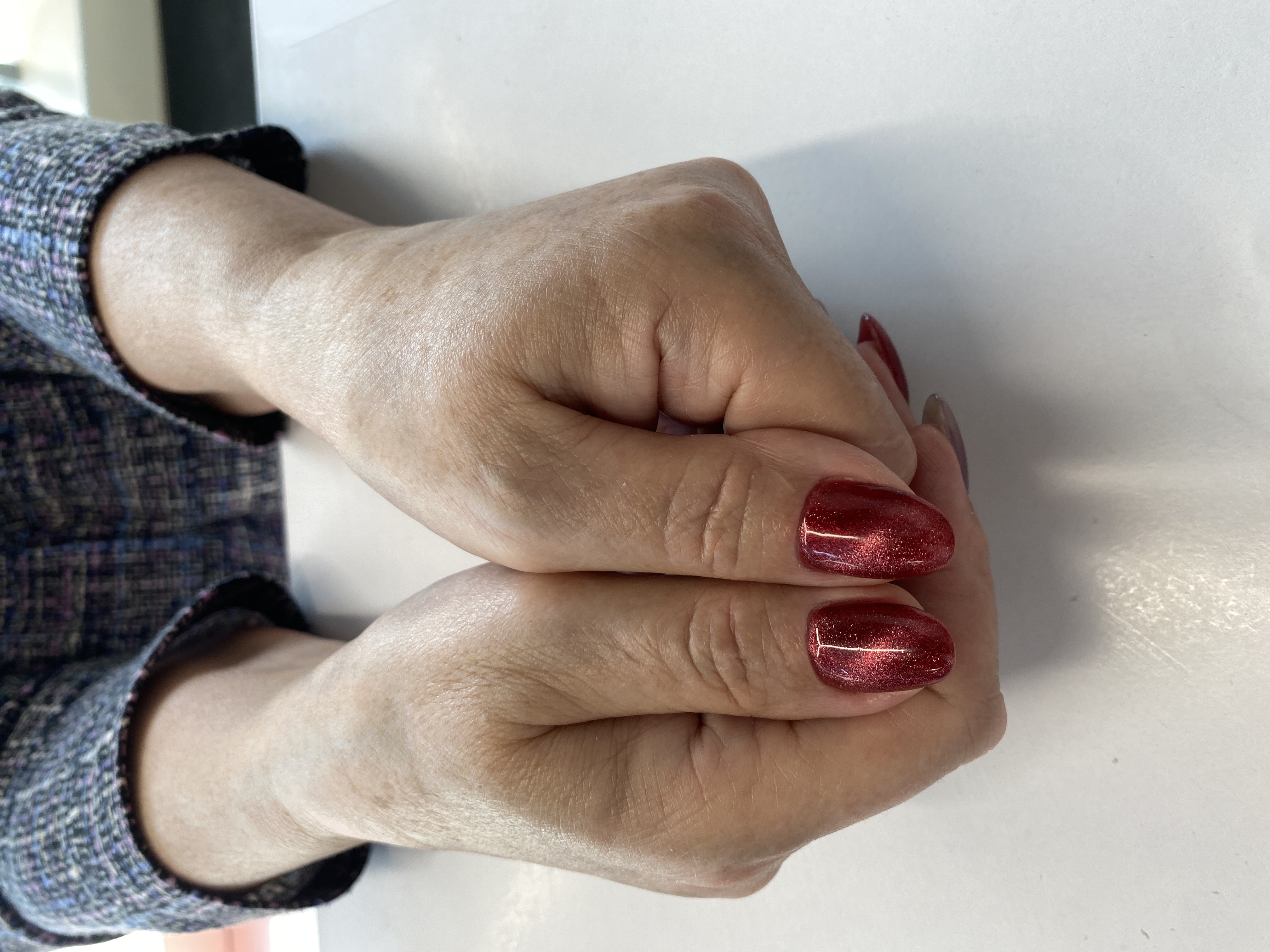 малиновый, комбинированный, Маникюр, кошачий глаз, на каждый день