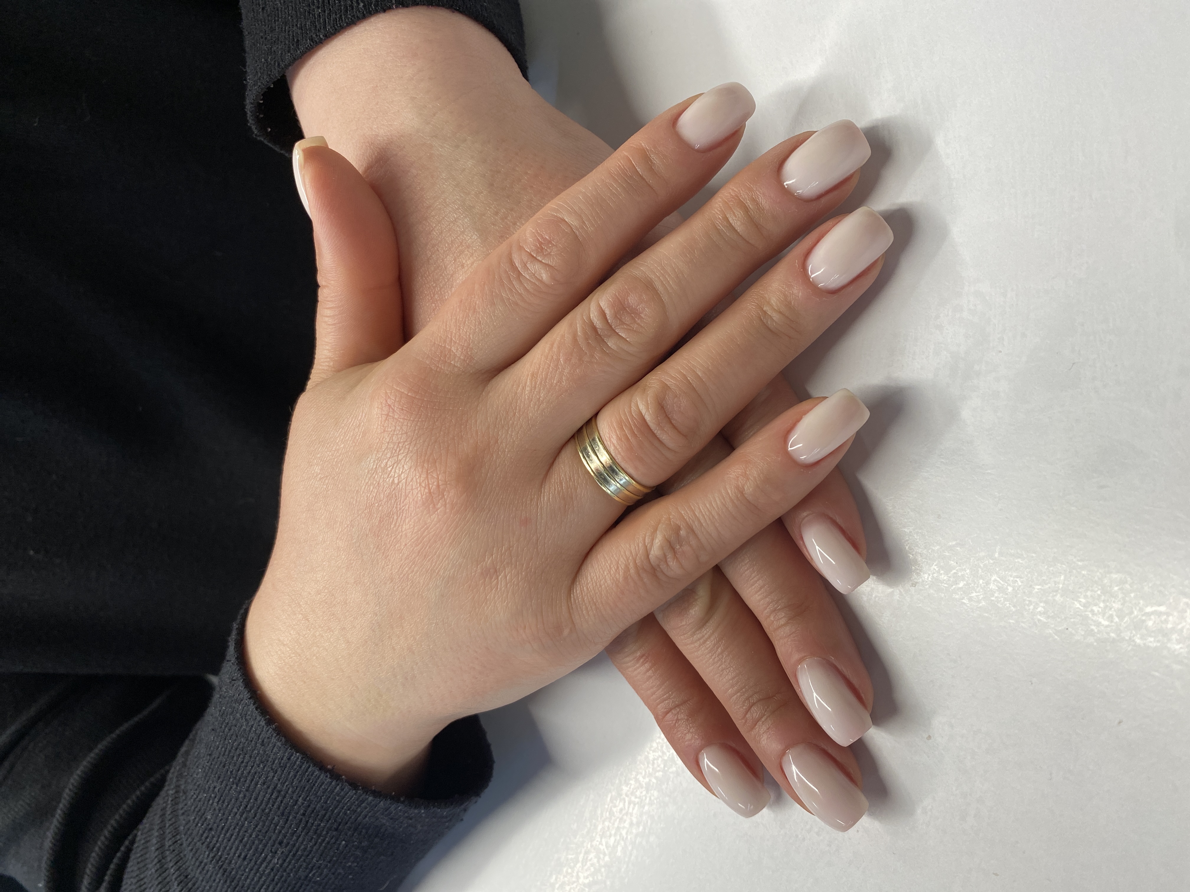 однотон, Маникюр, на каждый день, нюд, белый