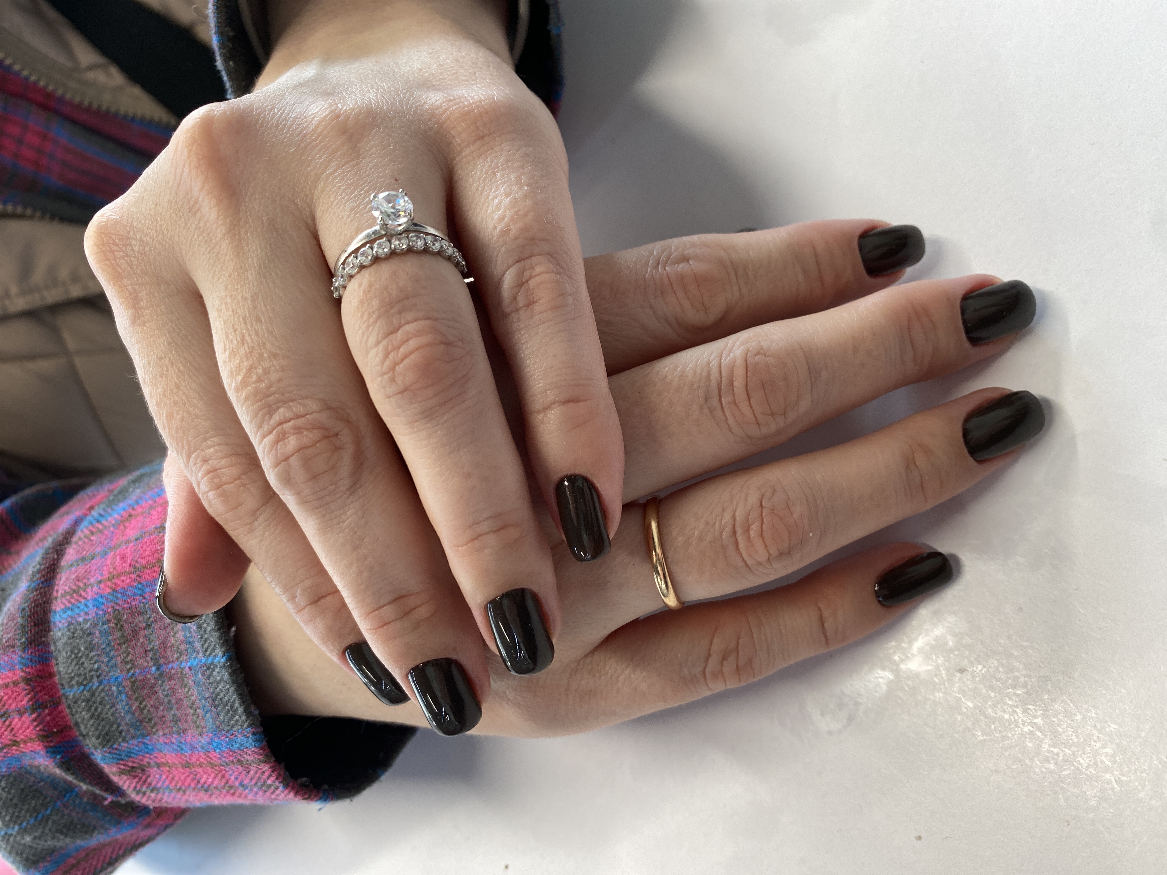 Маникюр, однотон, черный, на каждый день