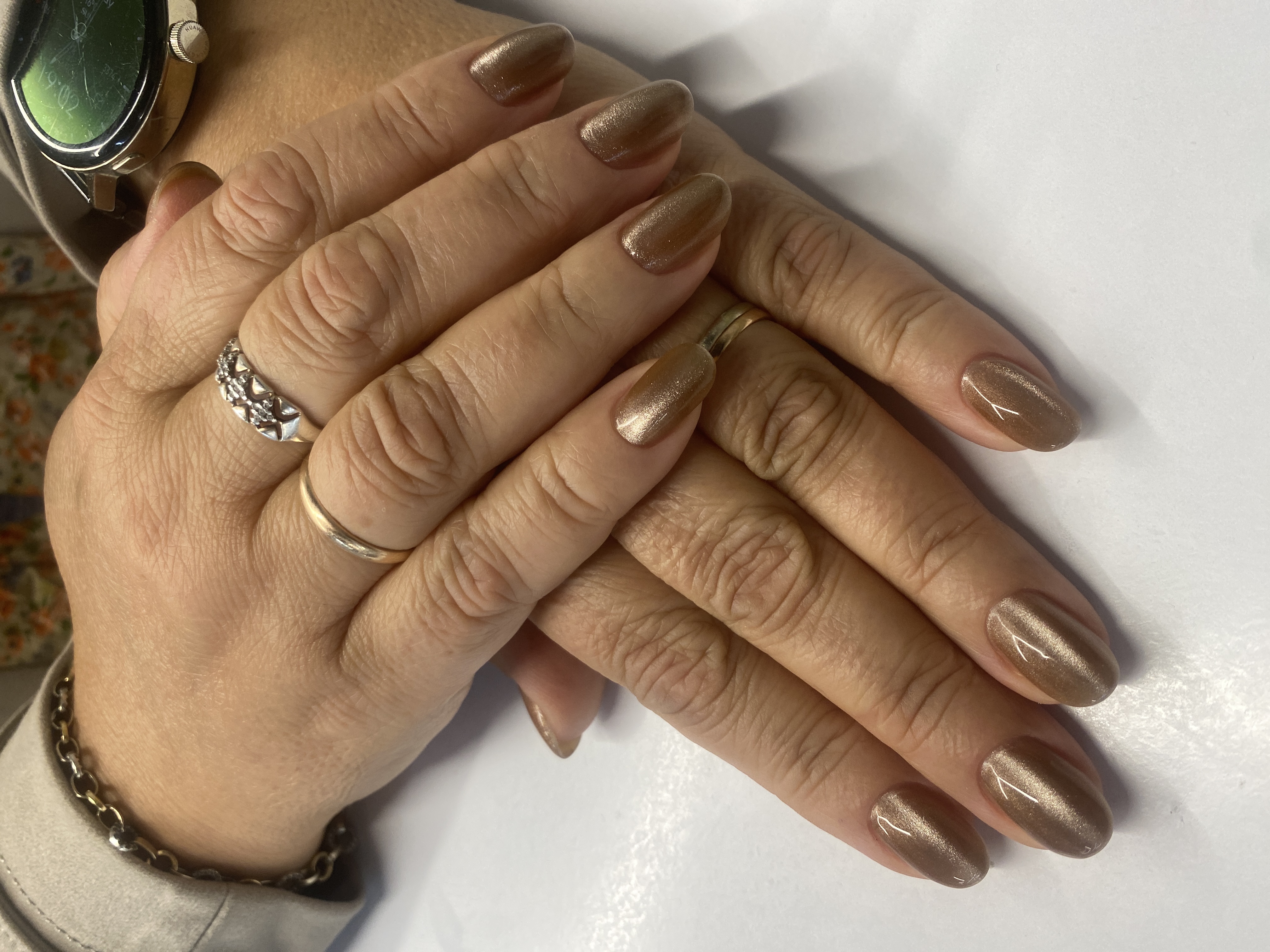 однотон, нежный, кошачий глаз, Маникюр, на каждый день, бежевый