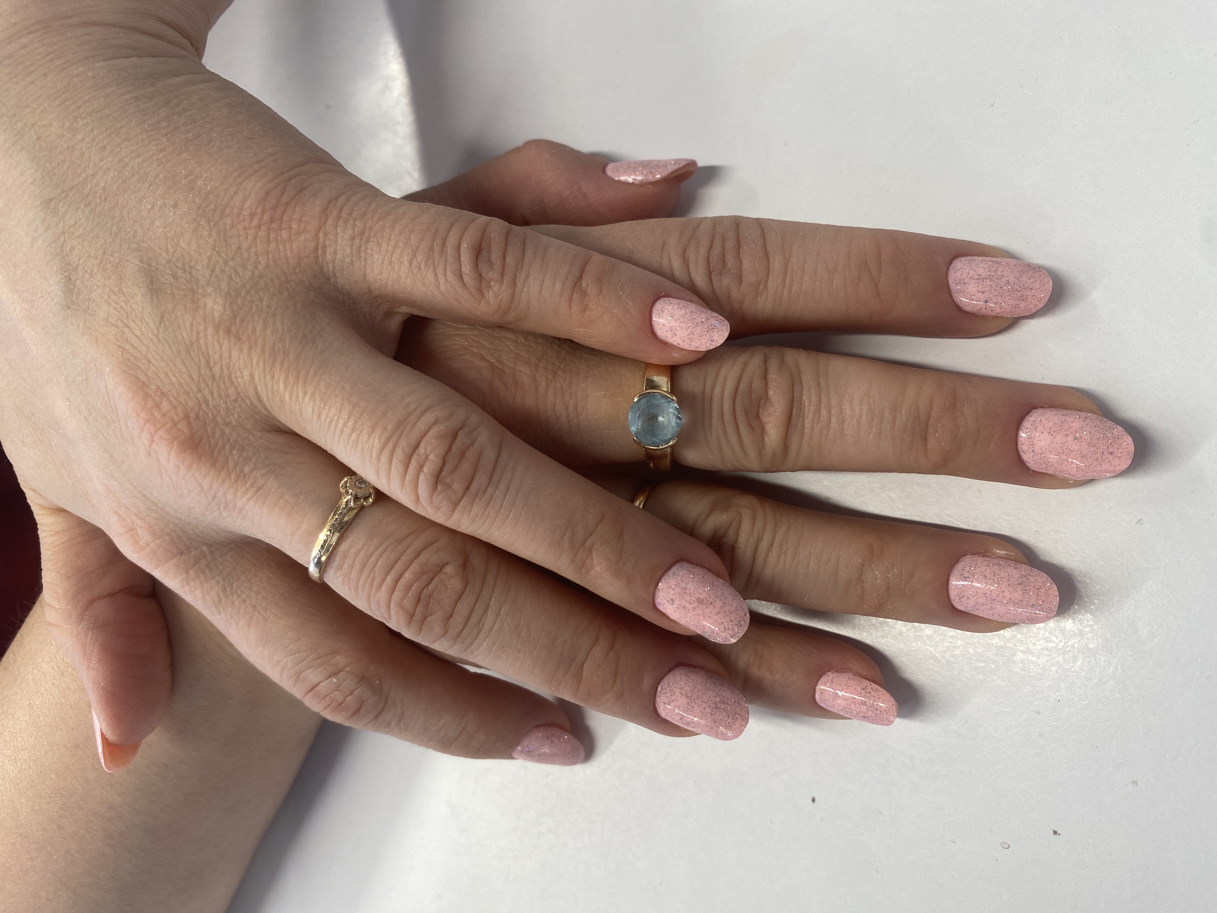 однотон, на каждый день, Маникюр, пудровый, лак с блестками