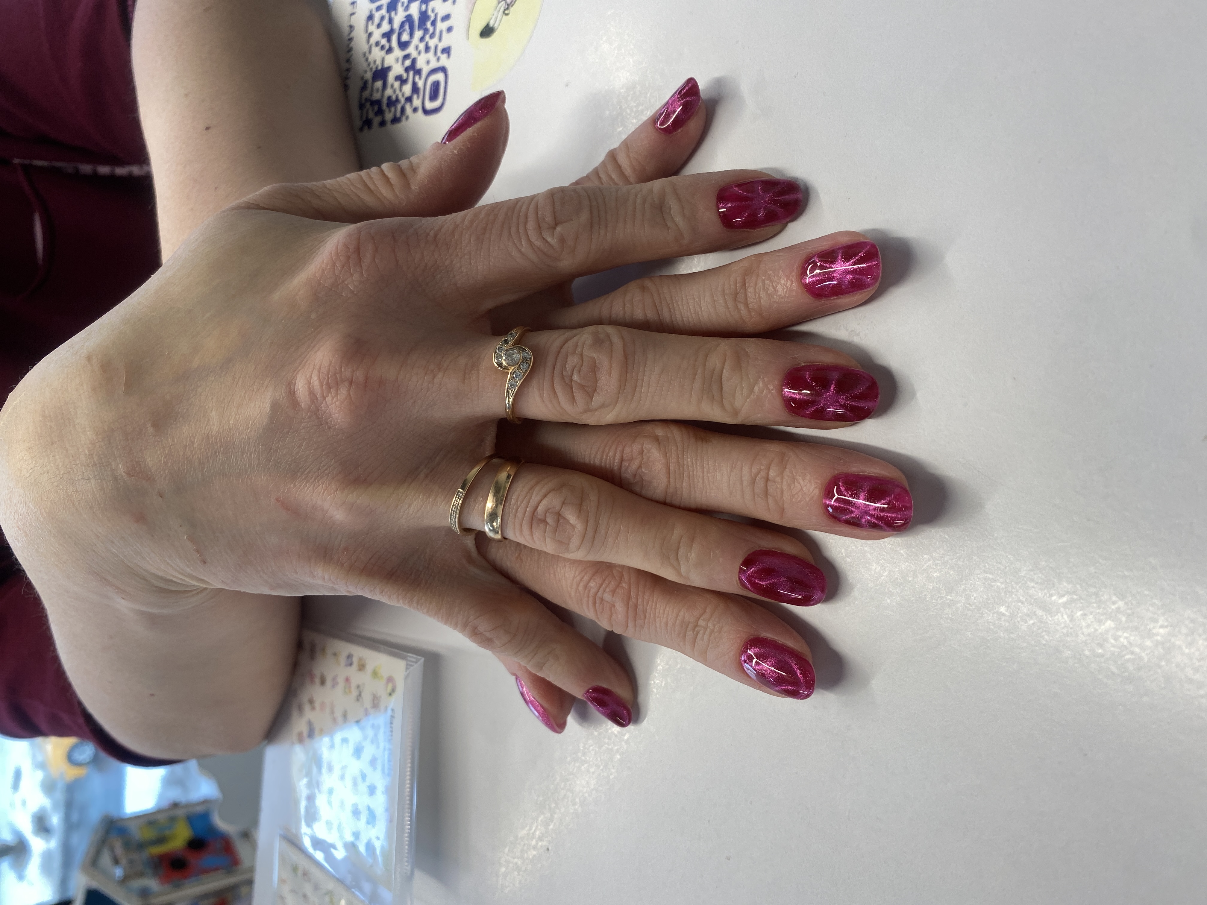 фиолетовый, нежный, кошачий глаз, на каждый день, Маникюр