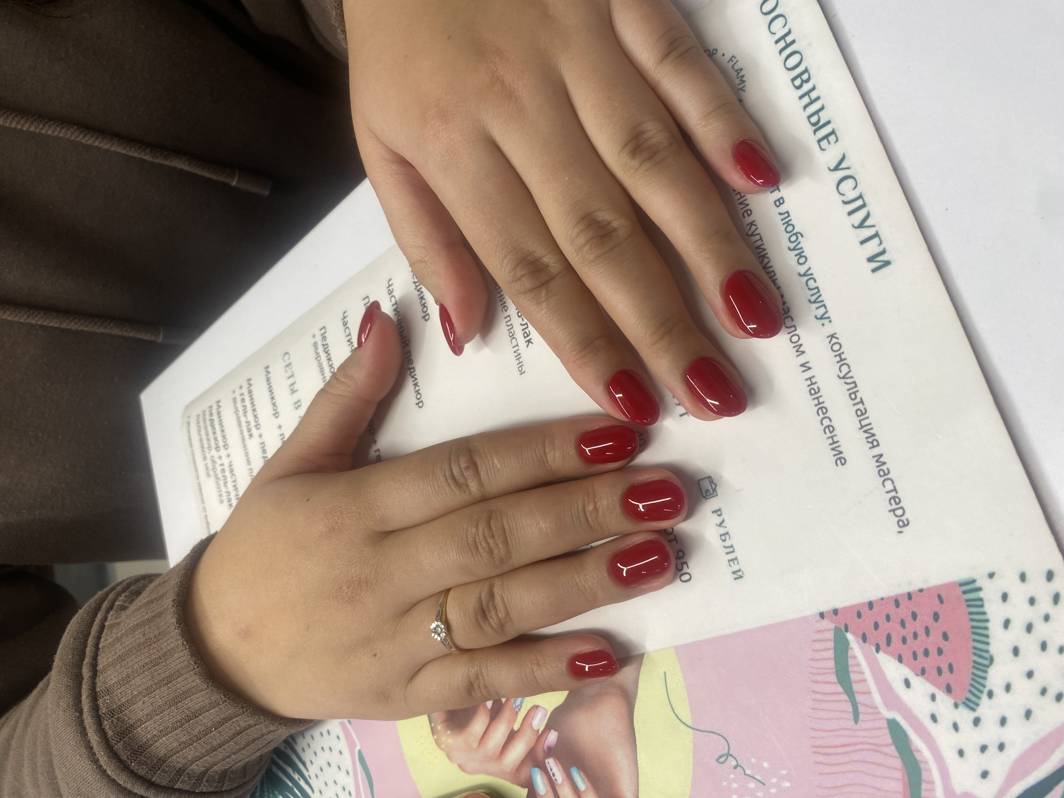 Маникюр, бордовый, на каждый день, однотон