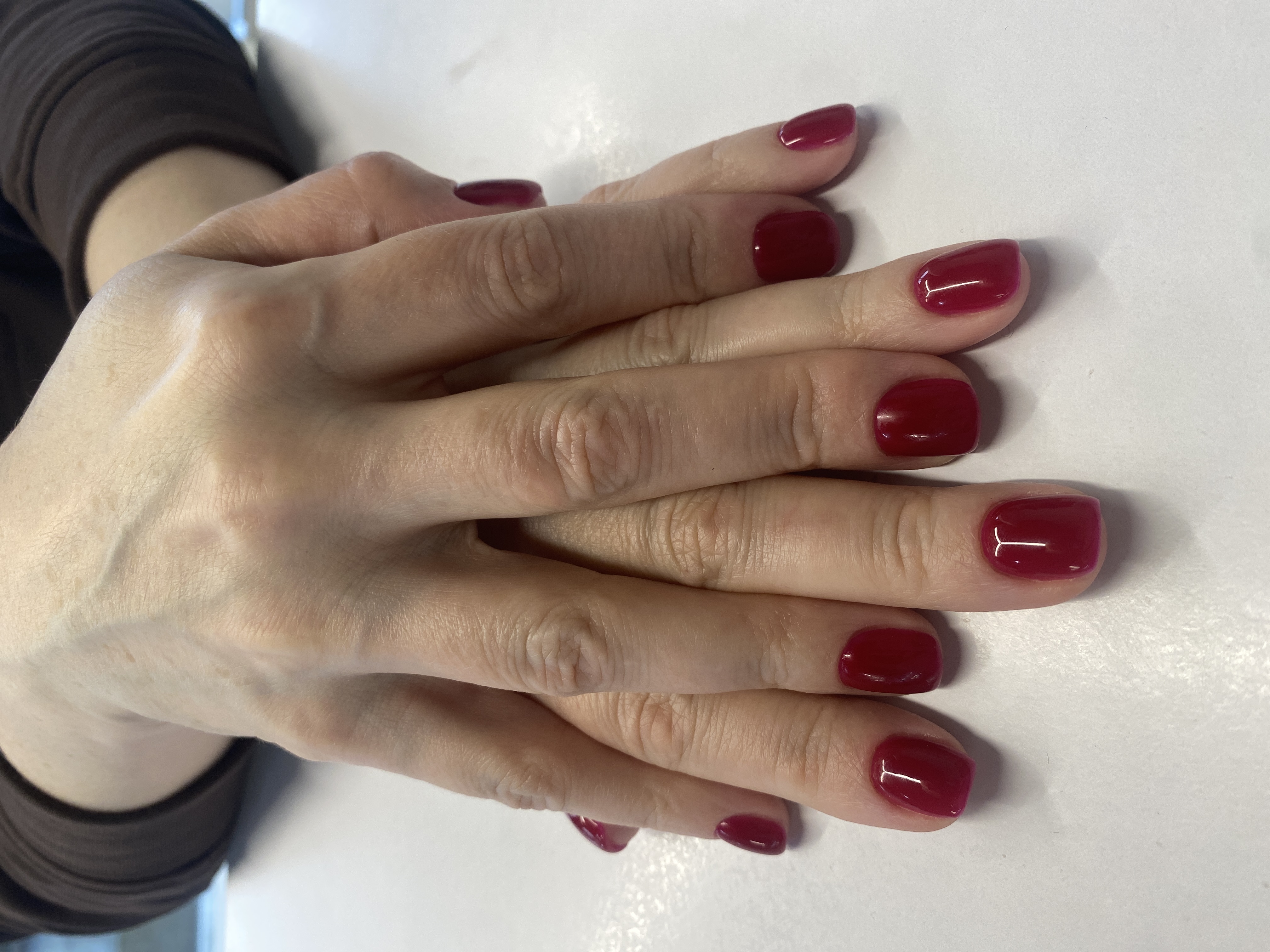 Маникюр, однотон, винный, на каждый день