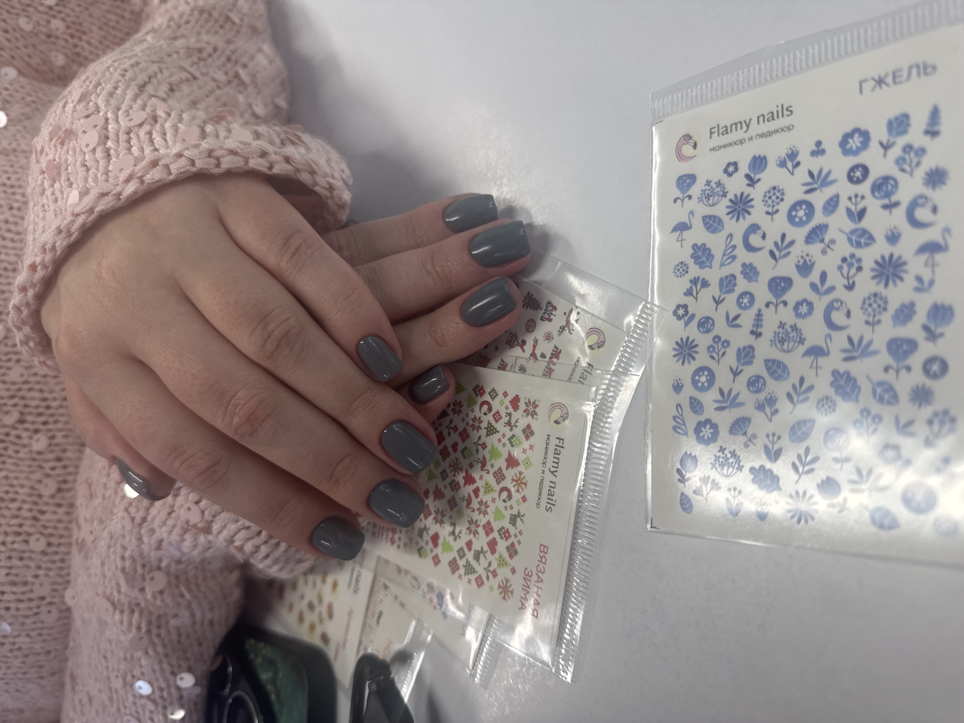 однотон, Маникюр, серый, на каждый день