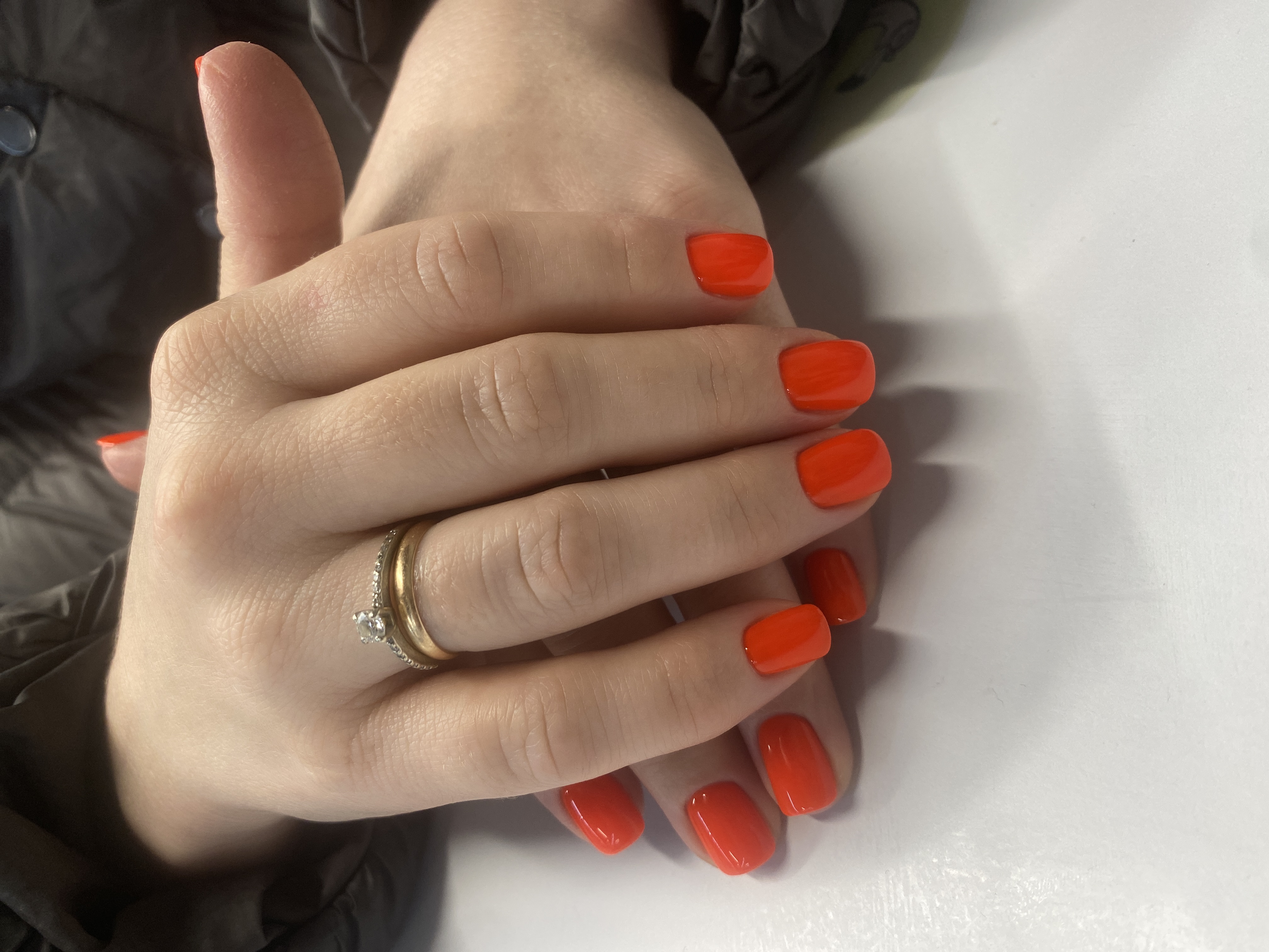 однотон, Маникюр, оранжевый, на каждый день