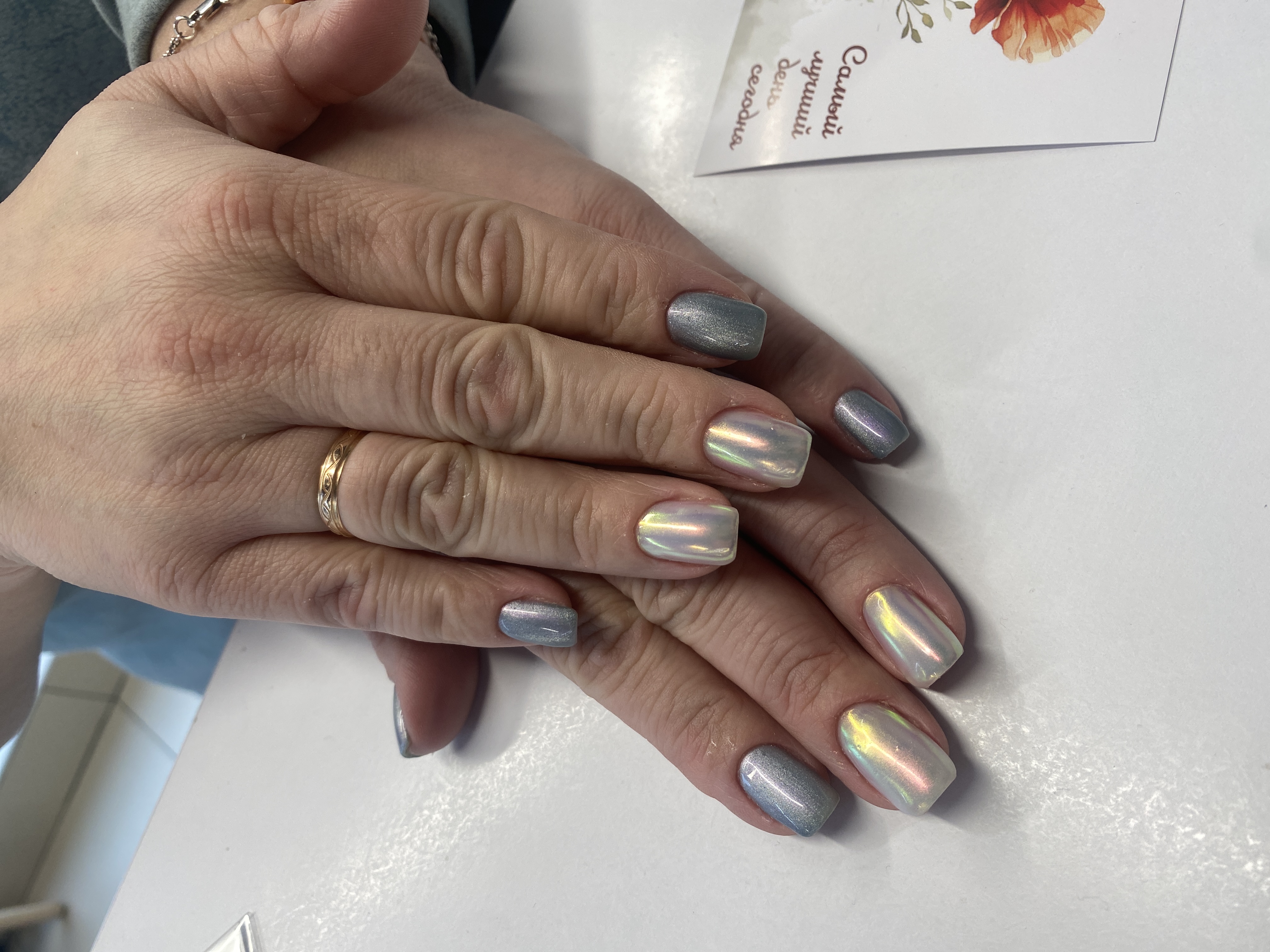 серый, Маникюр, комбинированный, втирка, дизайн, на каждый день, оригинальный, лак с блестками, глиттер