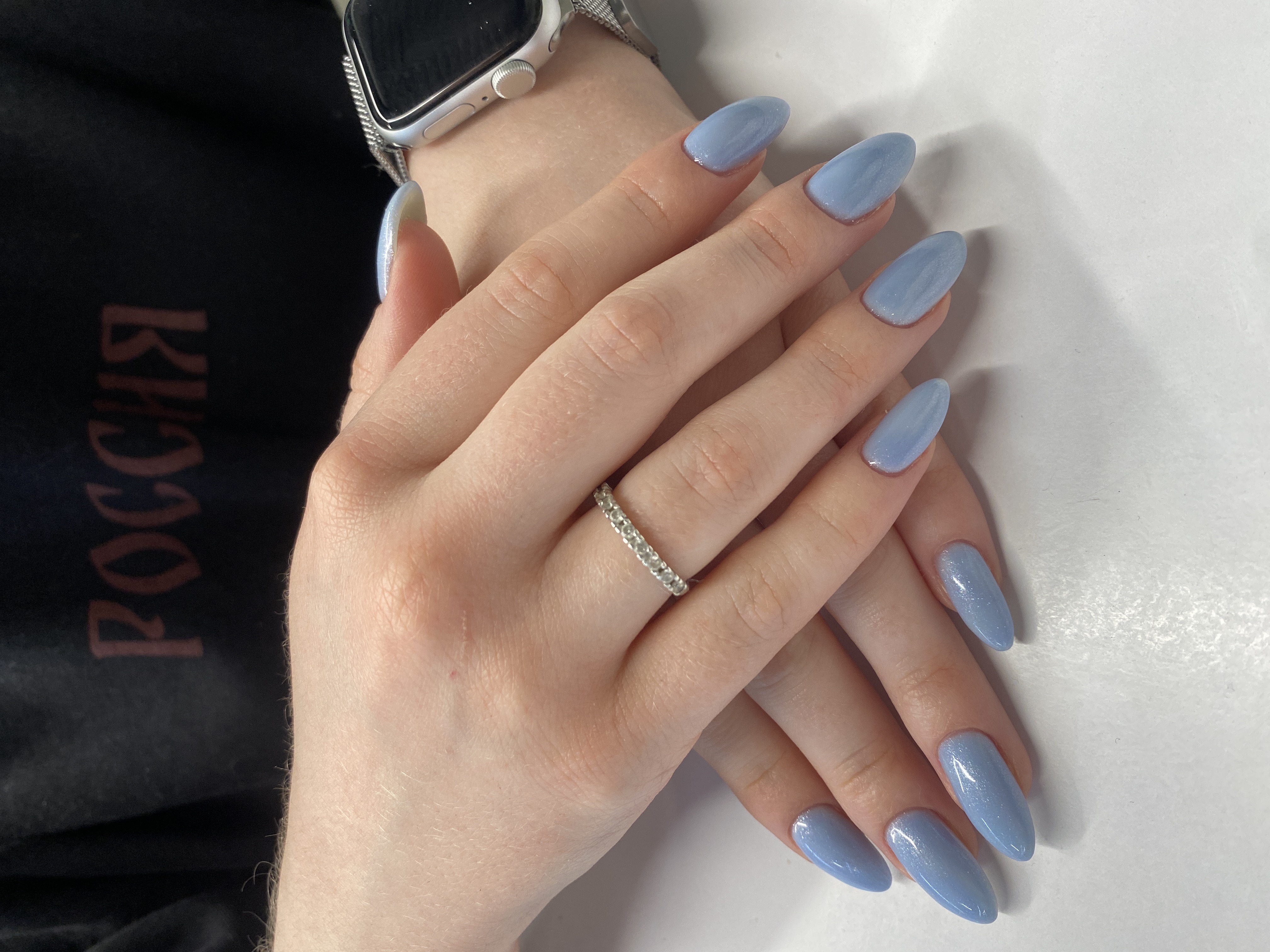 нежный, голубой, нюд, однотон, Маникюр, на каждый день