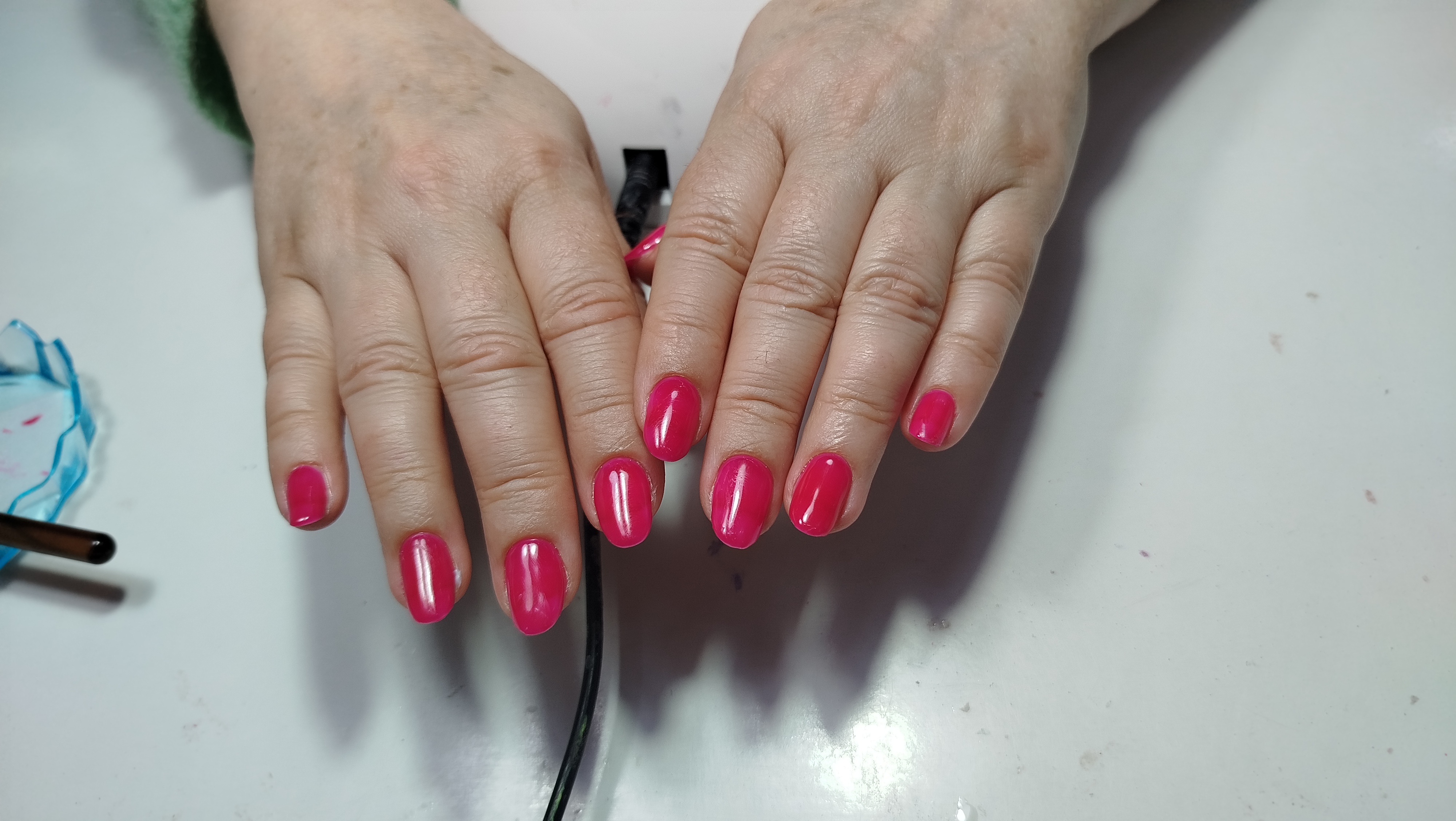 Маникюр, однотон, на каждый день, брусника