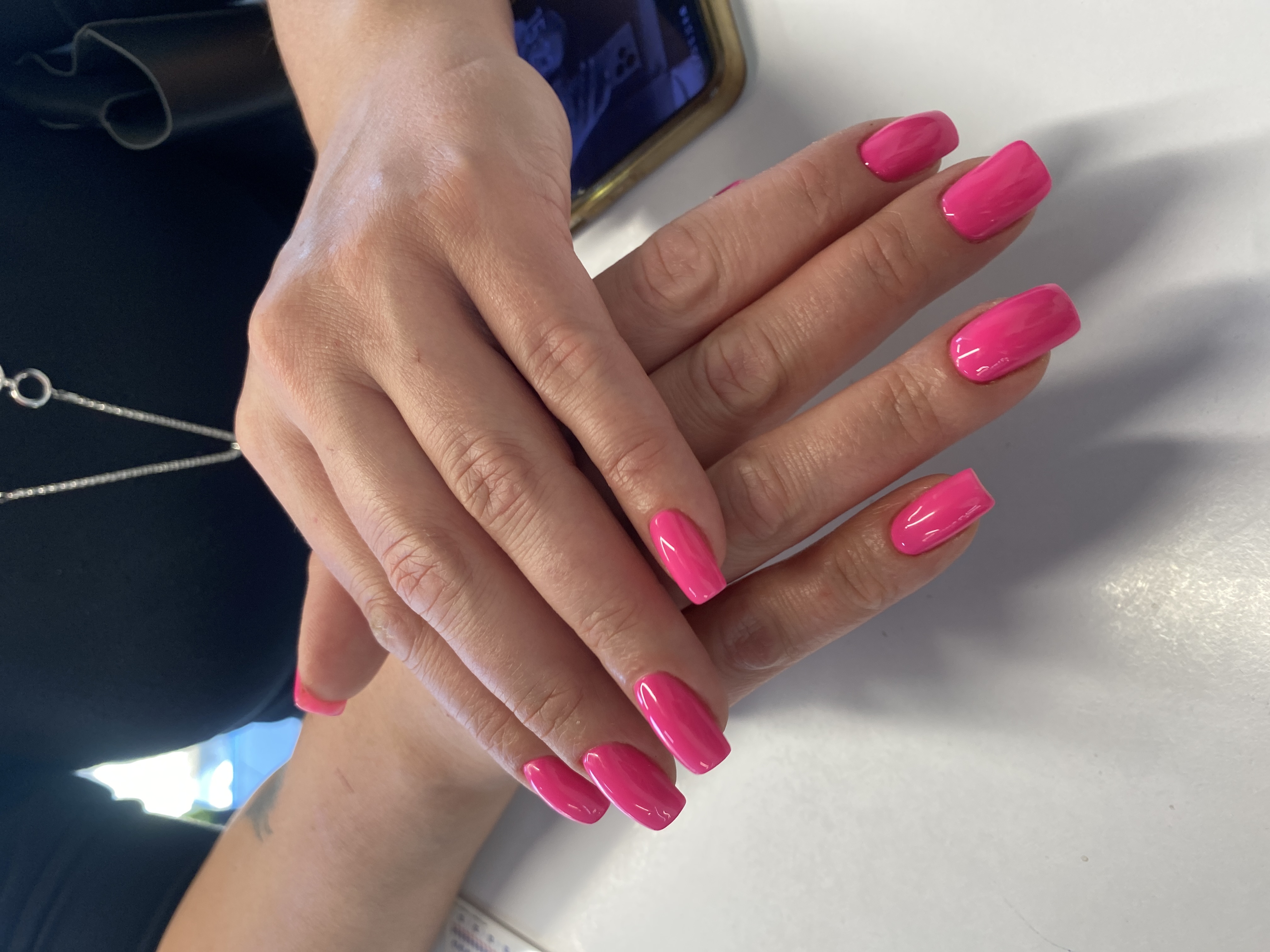 Маникюр, однотон, на каждый день, фуксия