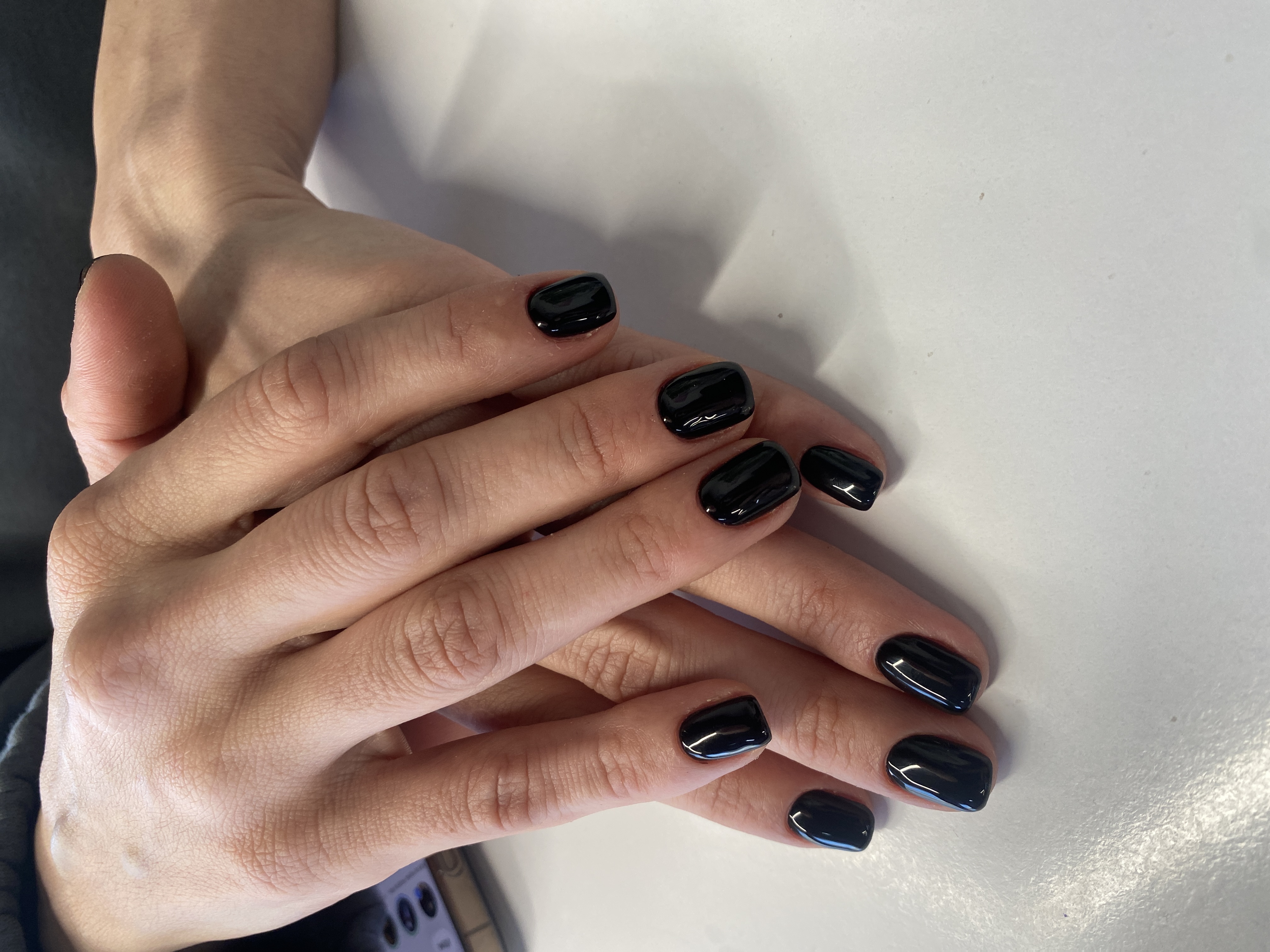 Маникюр, однотон, на каждый день, черный