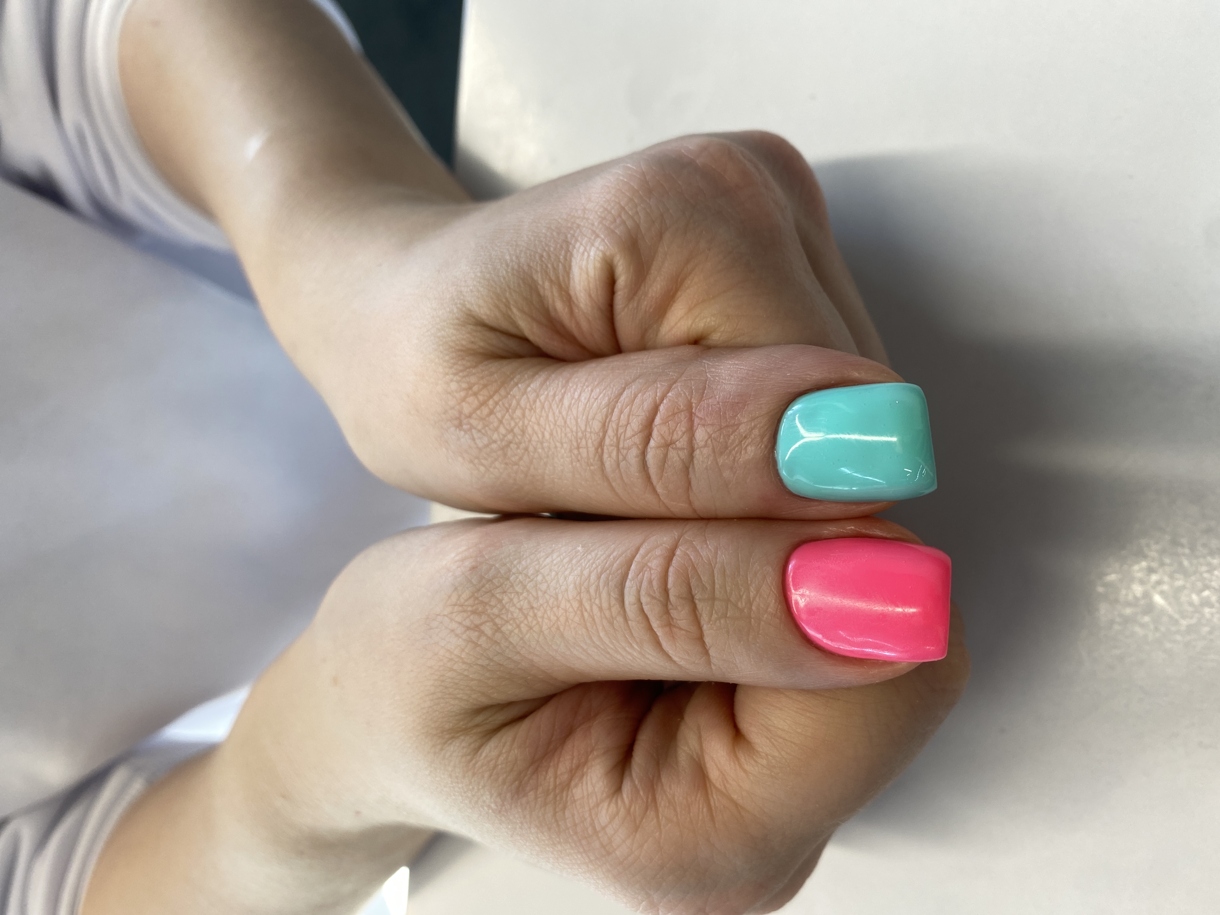 комбинированный, бирюзовый, Маникюр, на каждый день