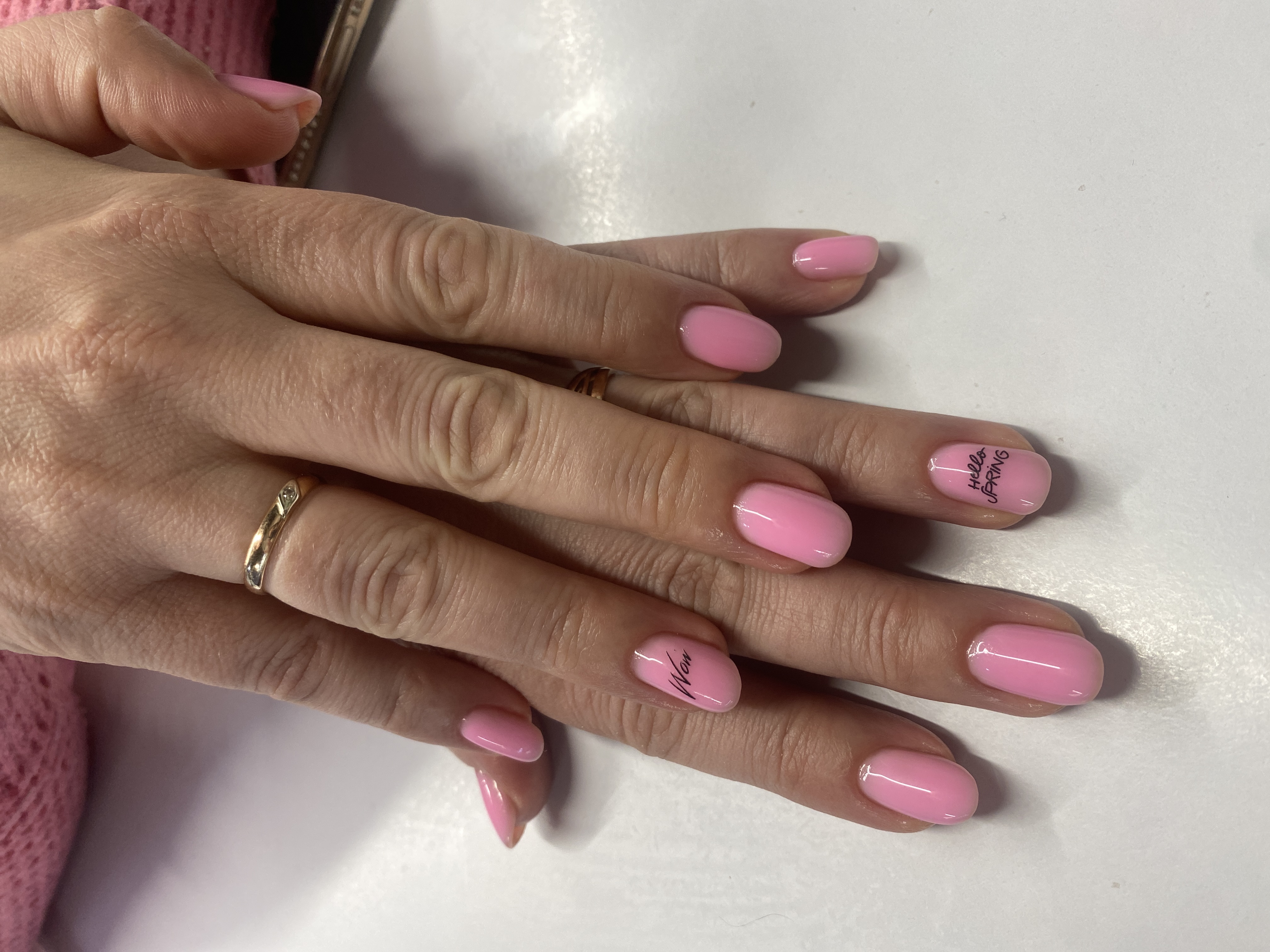 нежный, розовый, Маникюр, надпись, дизайн, на каждый день, минимализм