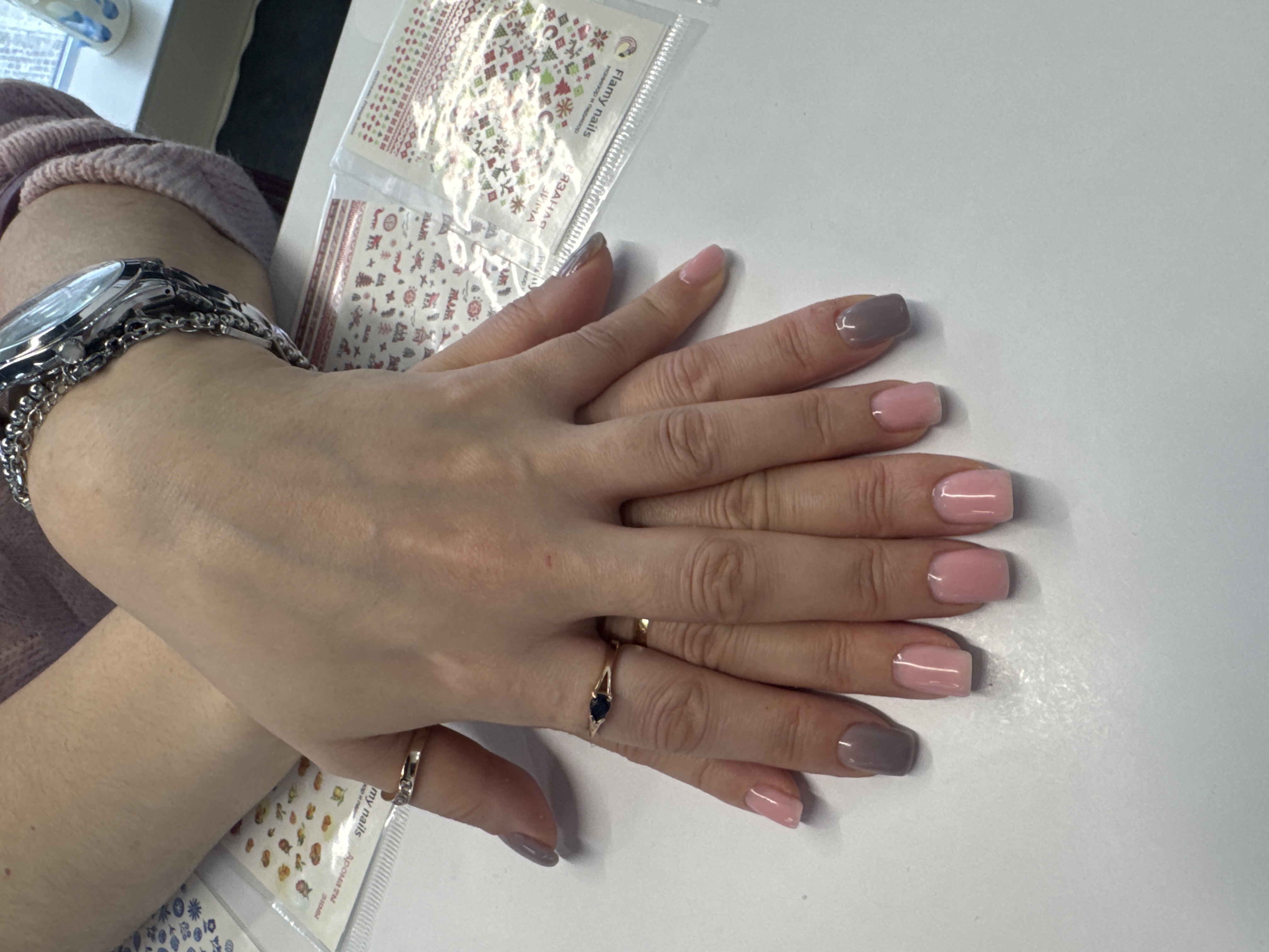 на каждый день, Маникюр, комбинированный, розовый, нюд