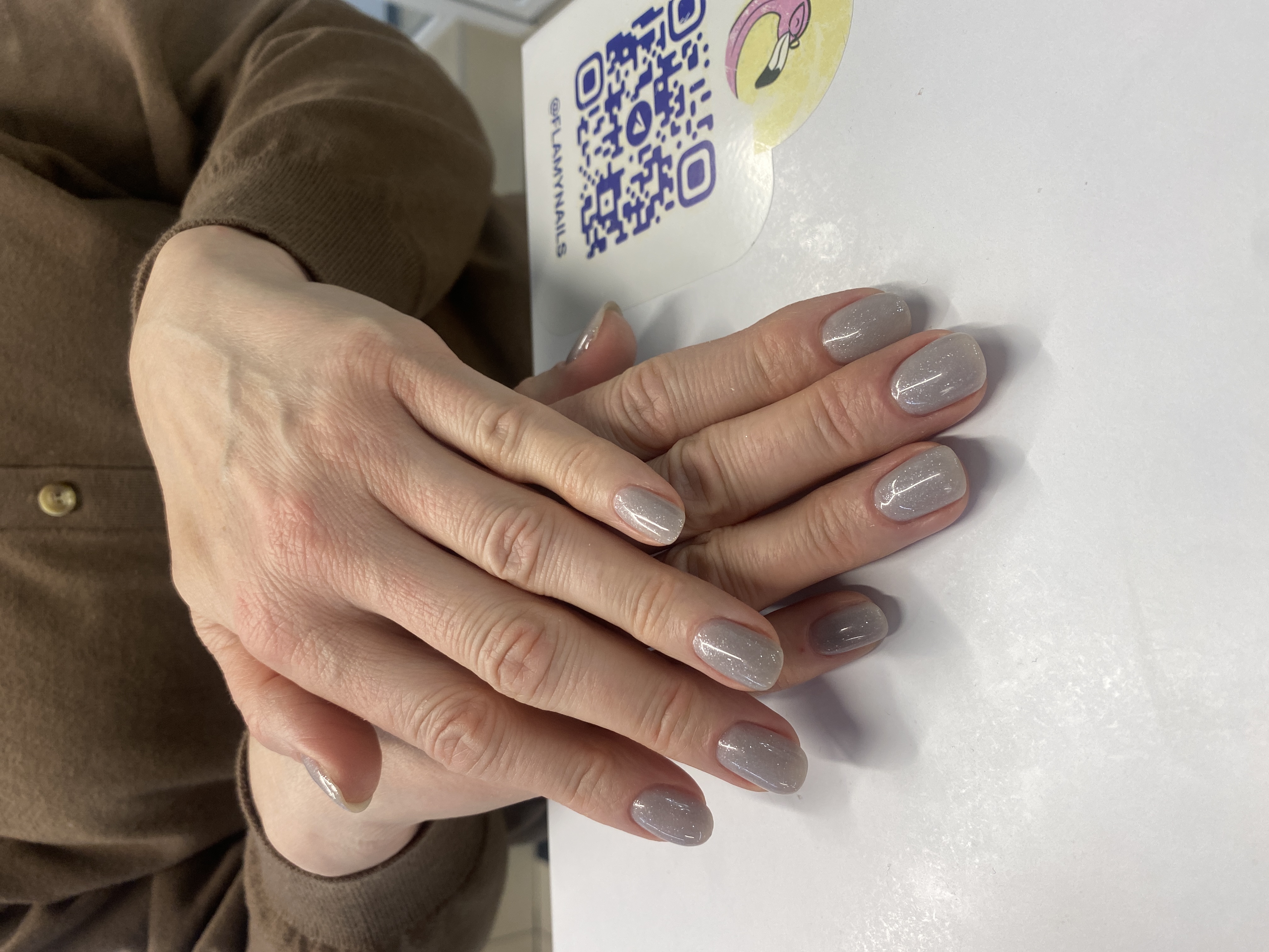 нежный, лак с блестками, Маникюр, однотон, на каждый день, серый