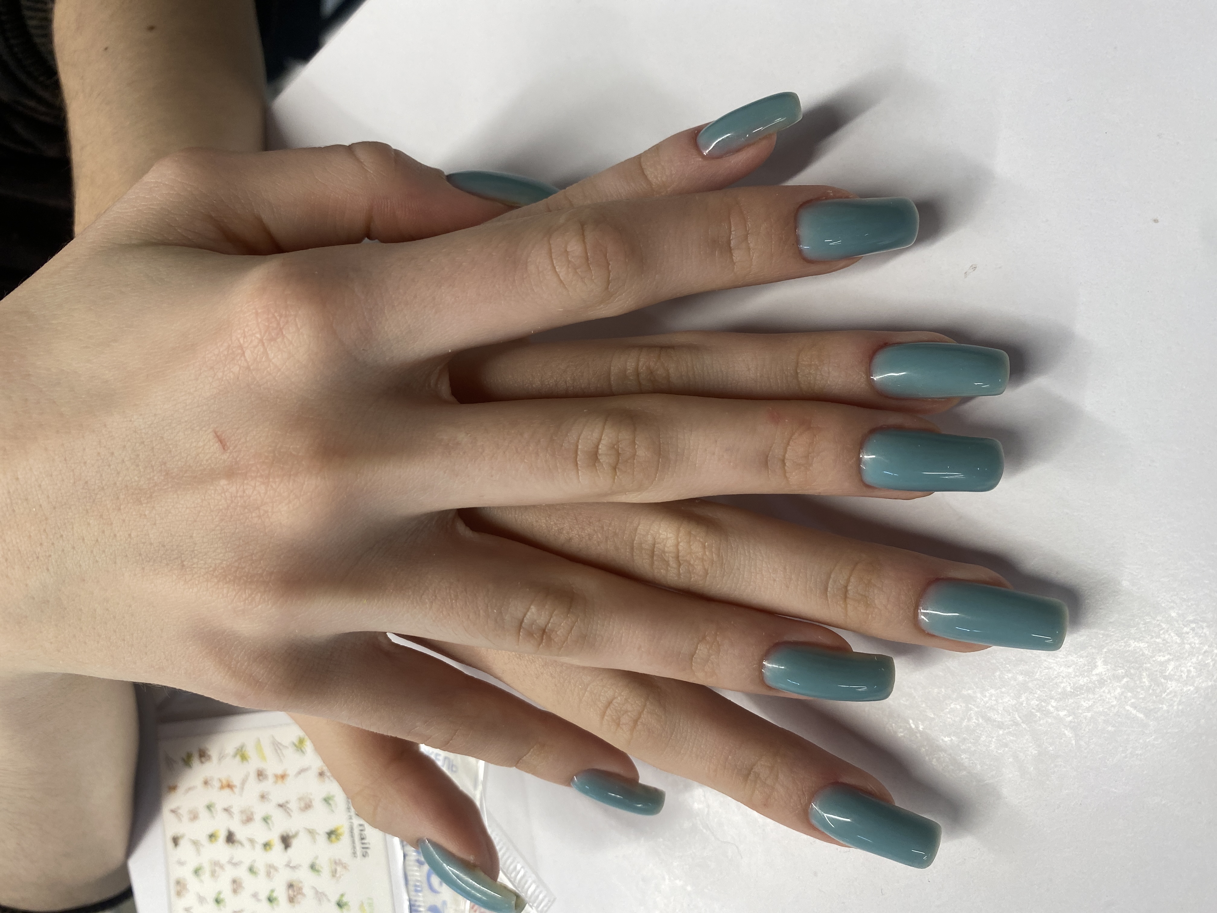 бирюзовый, нюд, Маникюр, однотон, на каждый день