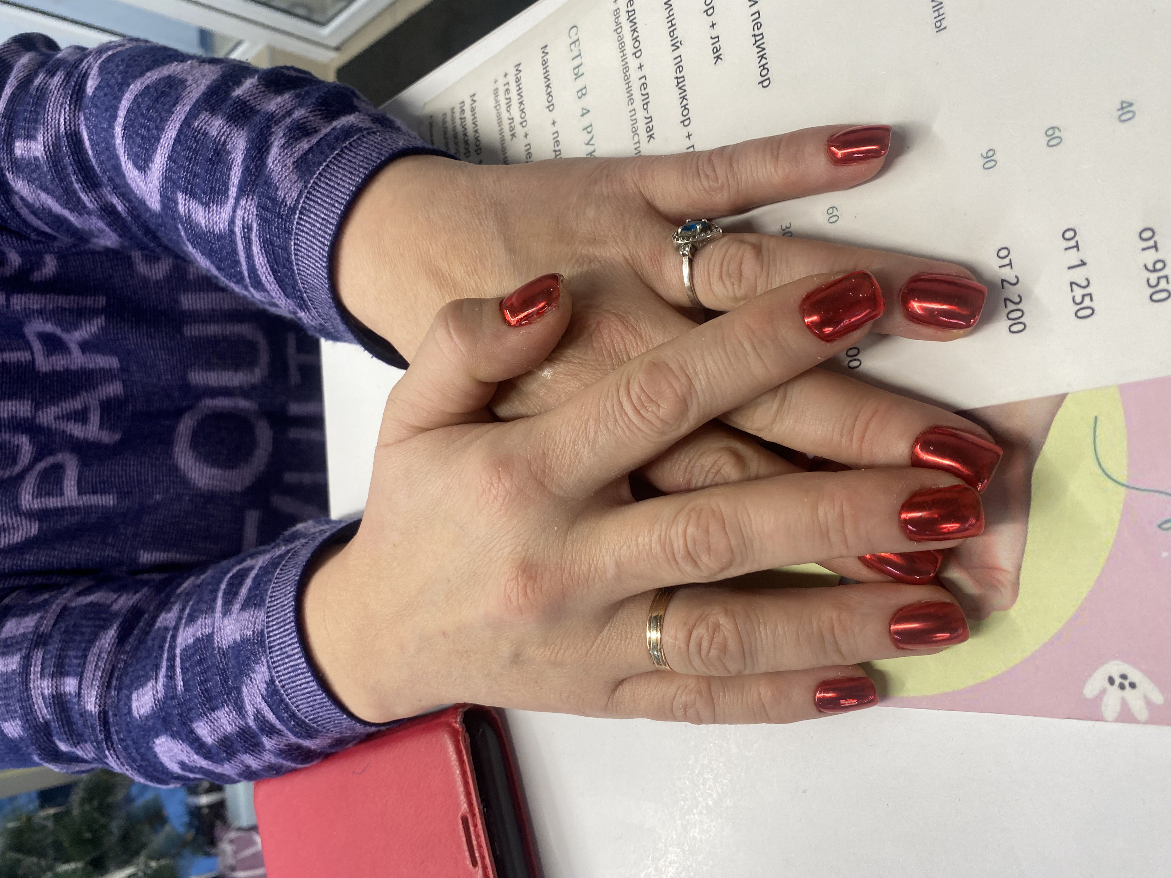 глиттер, Маникюр, дизайн, втирка, праздничный, алый