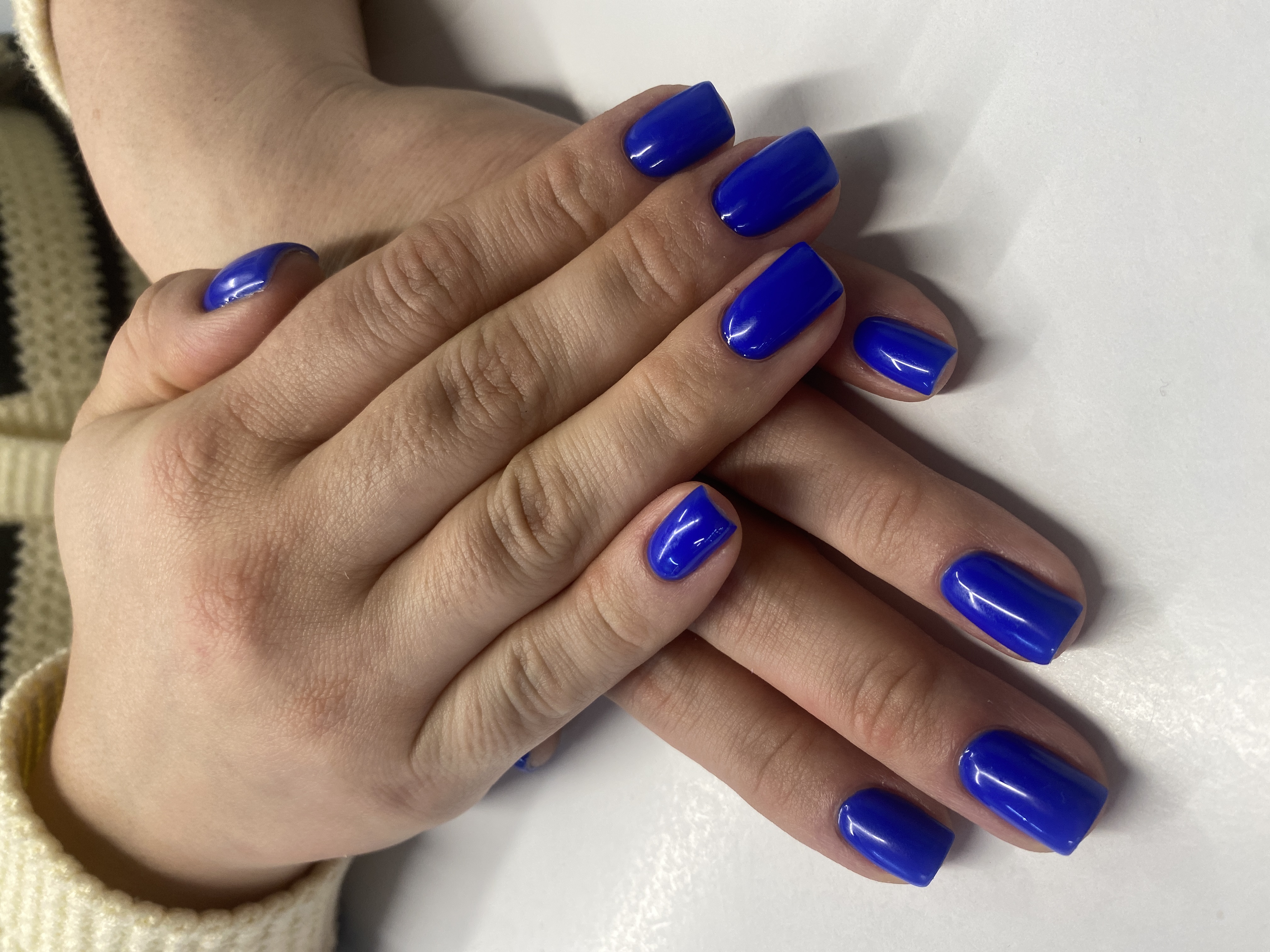 Маникюр, однотон, синий, на каждый день