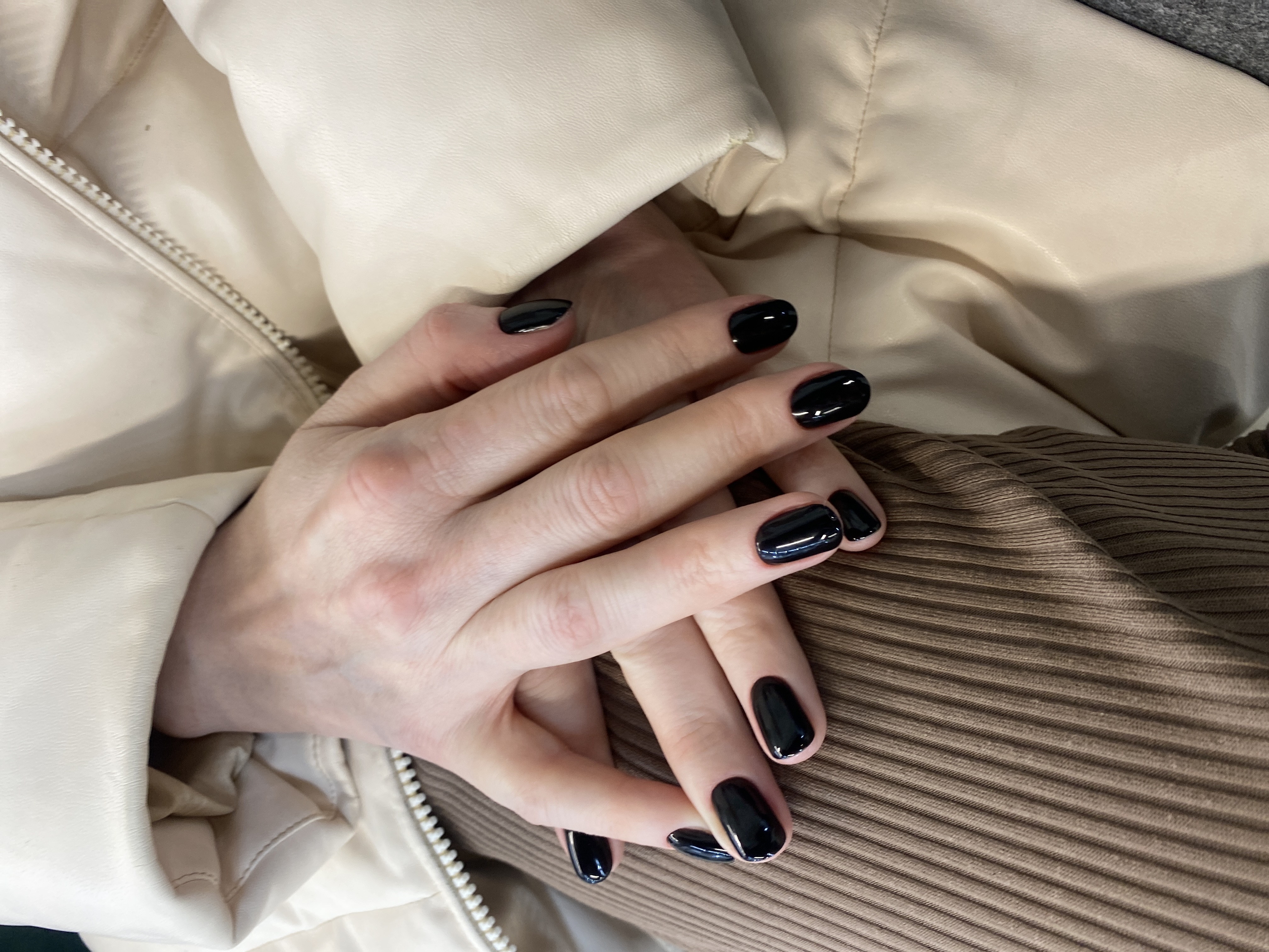 однотон, Маникюр, черный, на каждый день