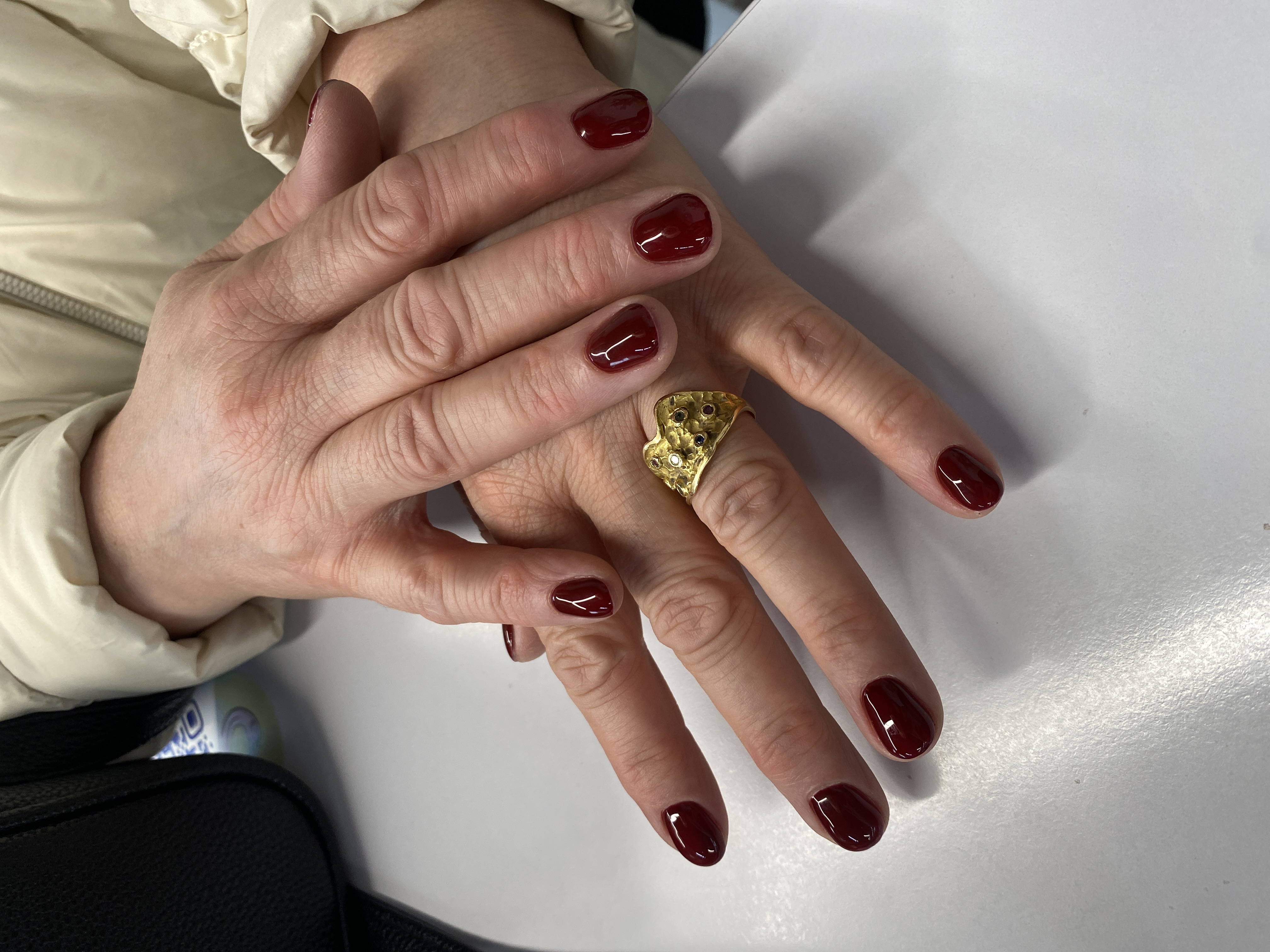 Маникюр, однотон, винный, на каждый день